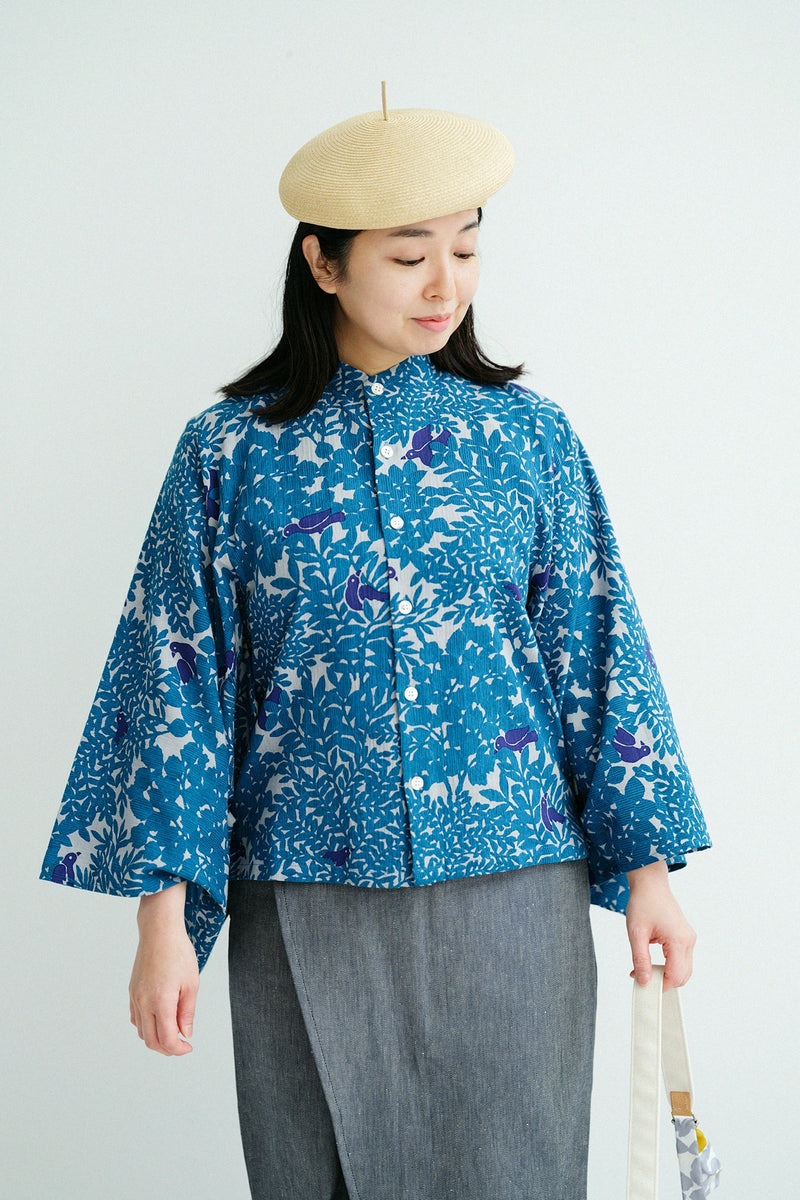 Chizimi Cotton Kimono Sleeve Blouse