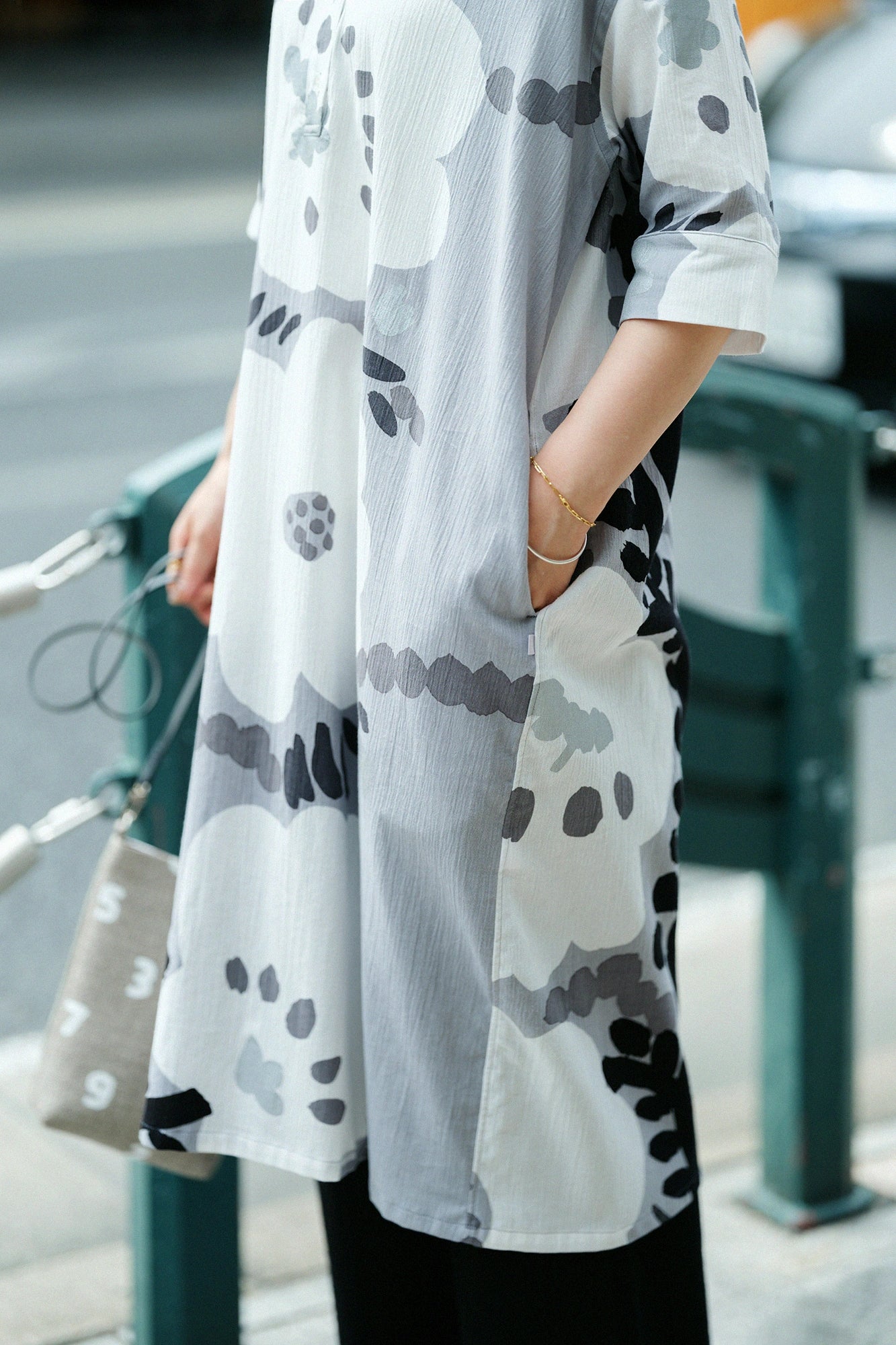 Chizimi Cotton 20/20 H.N. Gran Shirt Dress Elbow Length Sleeve／Passion