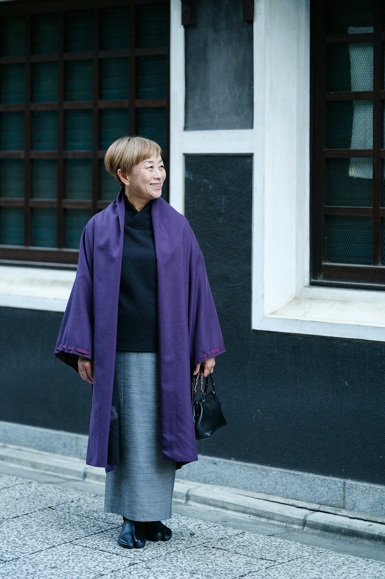 [Réservation] Pochettes Impériales en Mousseline Réversibles/Violet Foncé x Nuages et Chrysanthèmes (*Expédition prévue vers le 25 novembre)