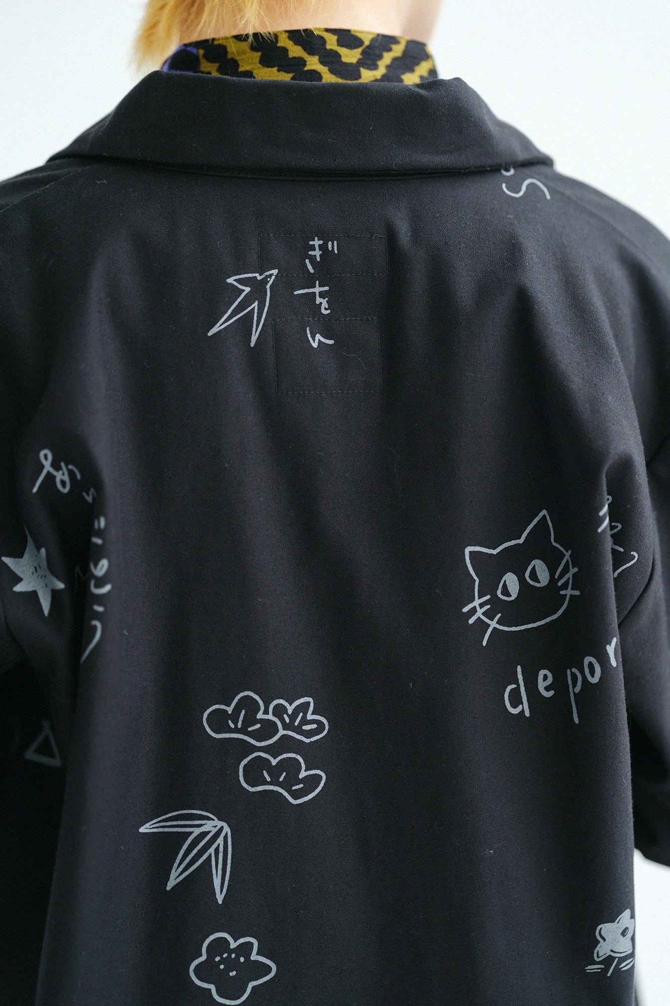 【9月29日頃発送予定】ミリタリークロス コーチジャケット／depo乱描画 ブラック