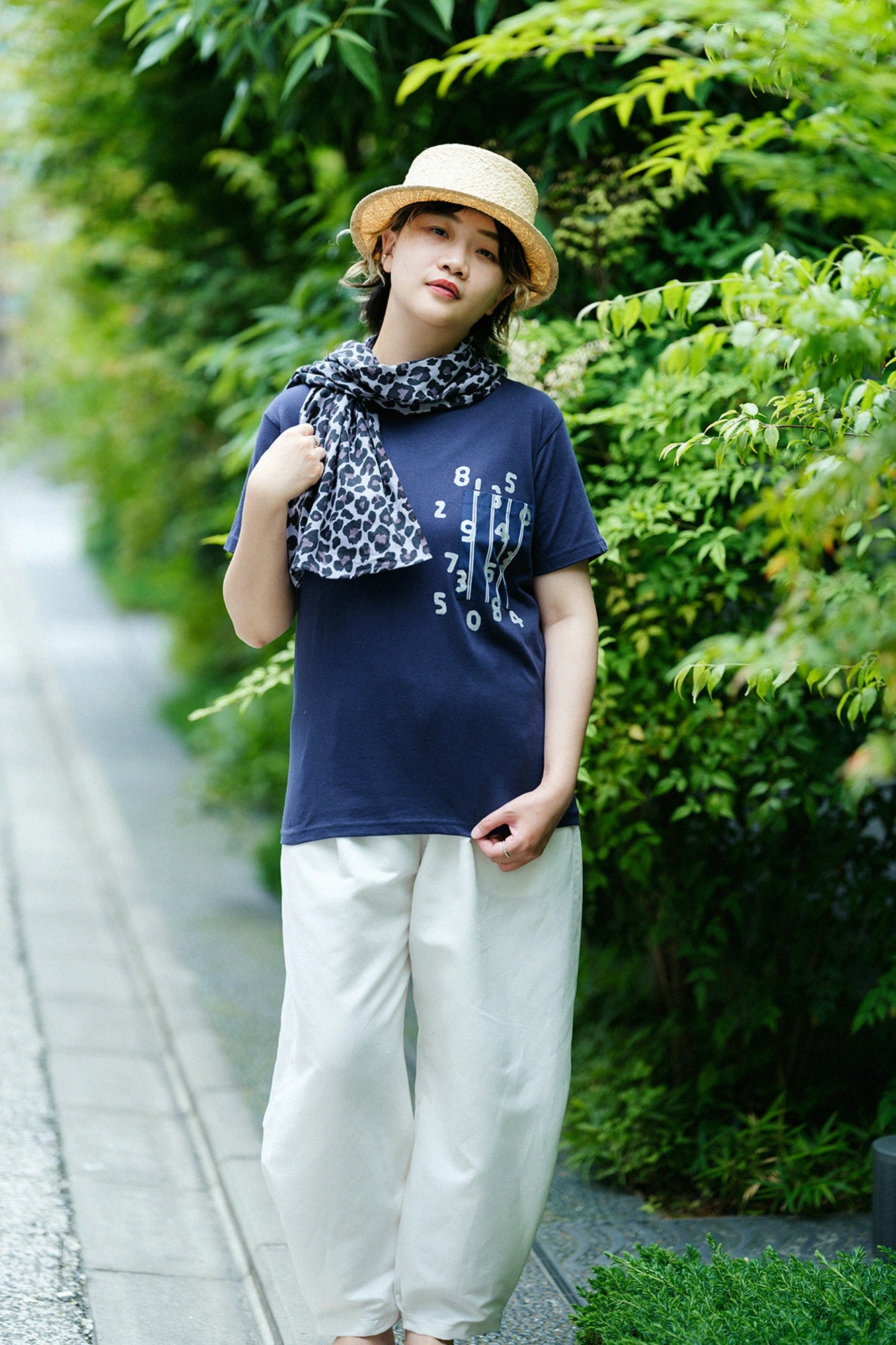 【6月30日頃発送予定】伊勢木綿 くびまき 短丈／dopo leopard Midnight