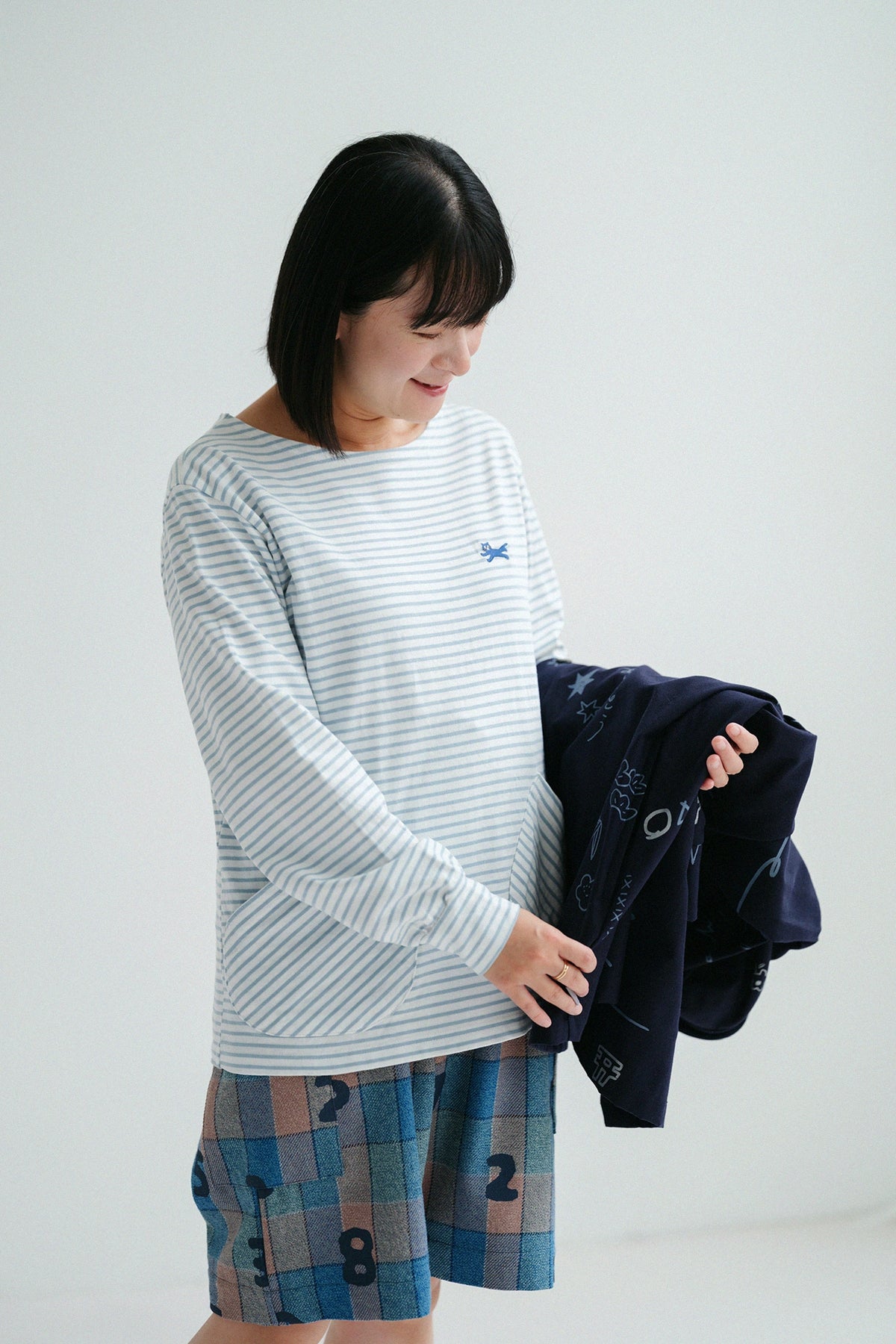 '身長：'149cm,'着用サイズ：'XS,'※洗濯後寸法のものを着用'
