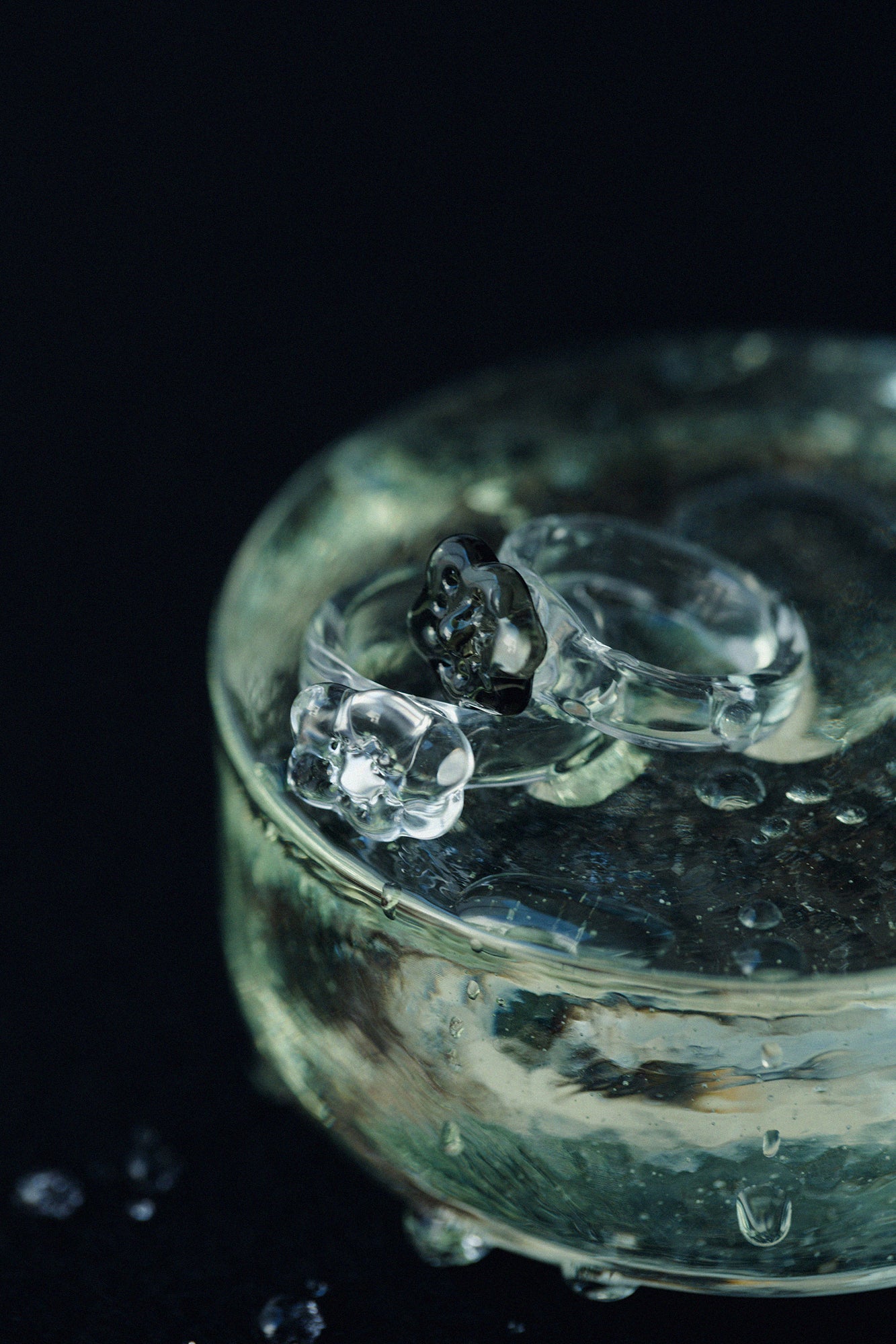 SOU・SOU×HARIO Lampwork Factory リング ／ほほえみ グレー