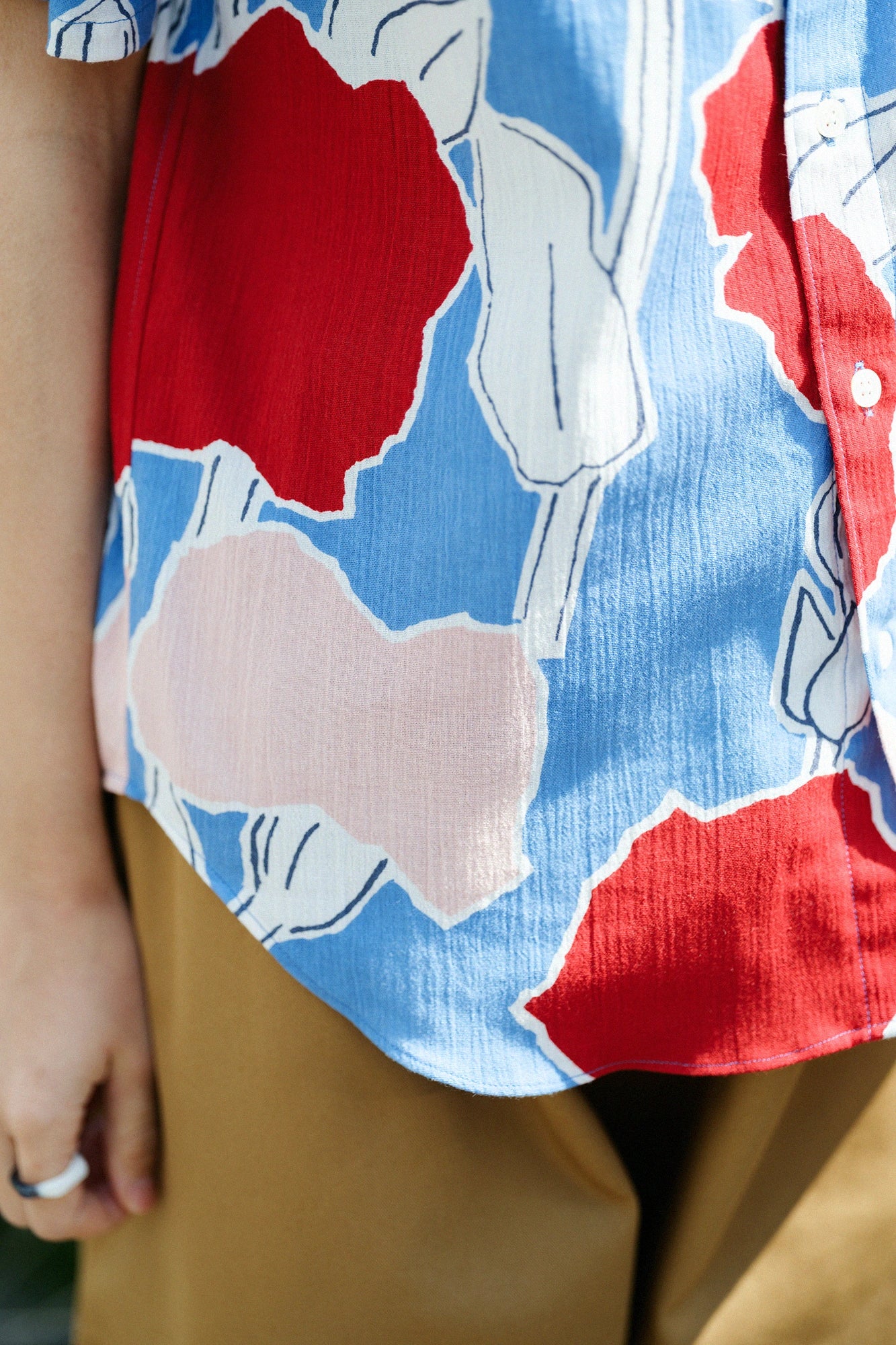 Chizimi Cotton 20/20 Stand Color Short Sleeve Shirt / Lustrous
