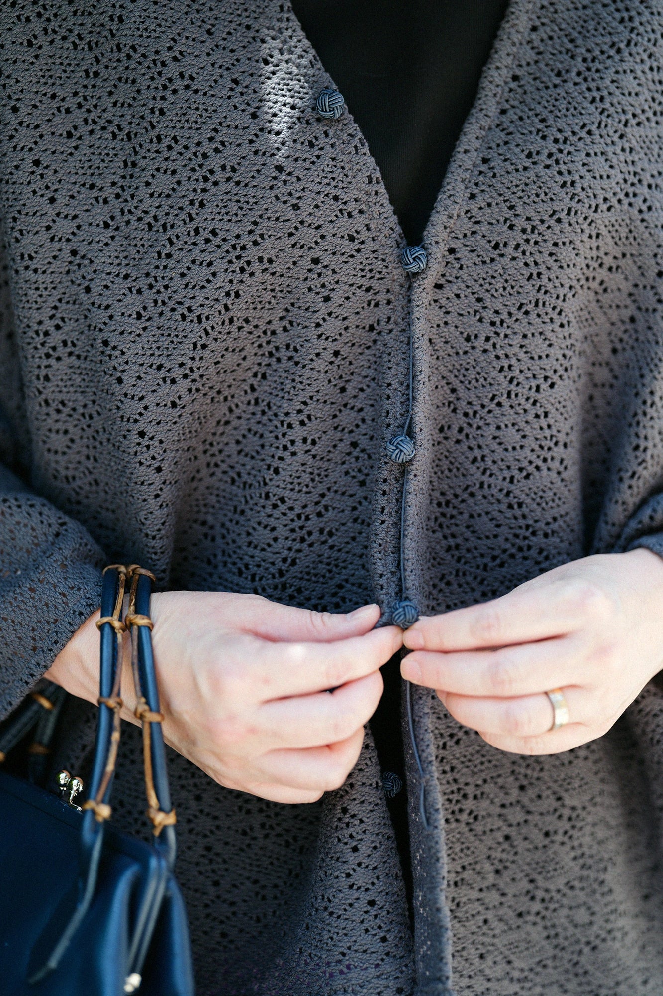 【Ships ard. 6/23】Hollow Out Embroidery Hatsuki Cardigan / Dark Grey