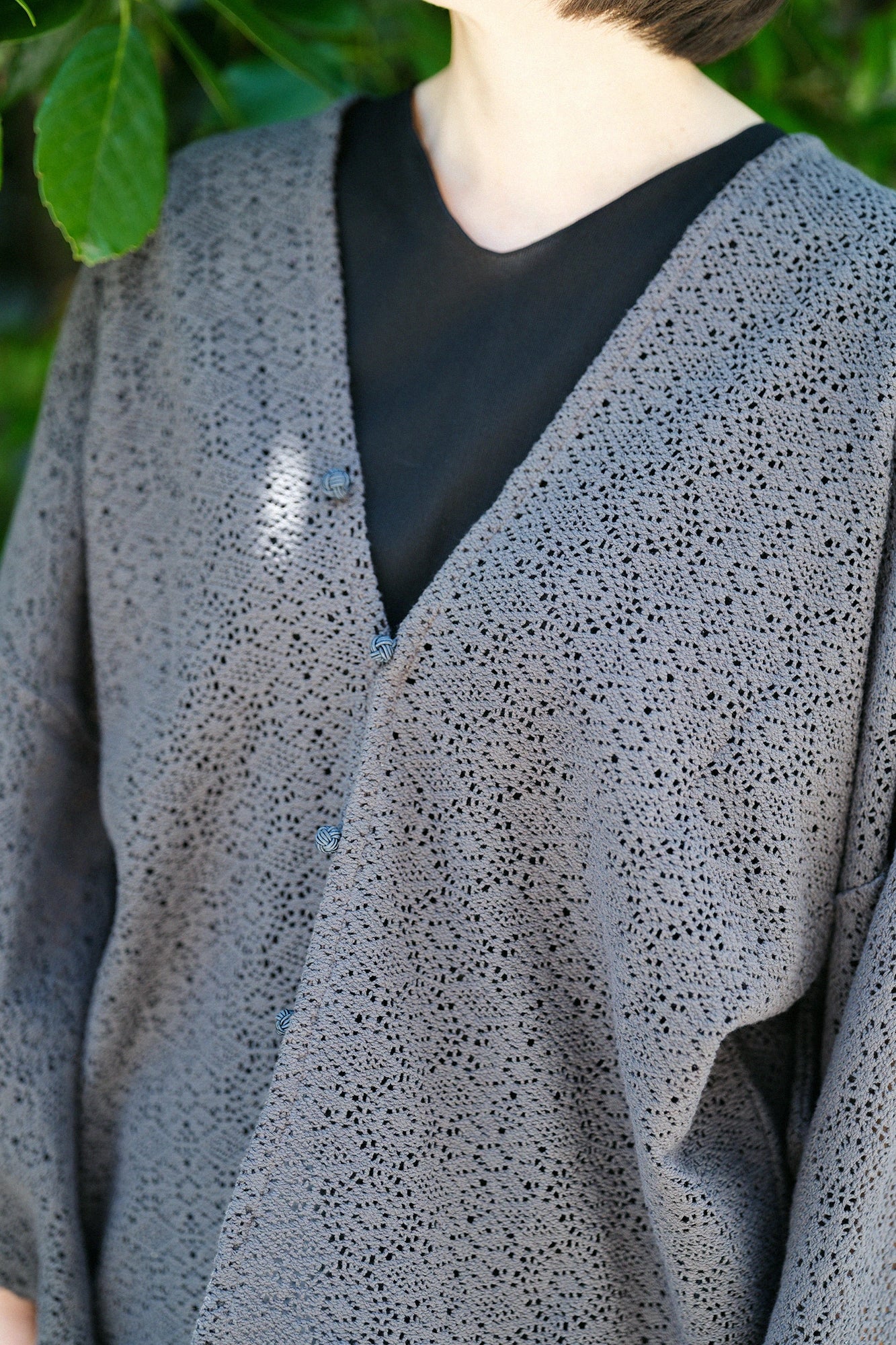 【Ships ard. 6/23】Hollow Out Embroidery Hatsuki Cardigan / Dark Grey
