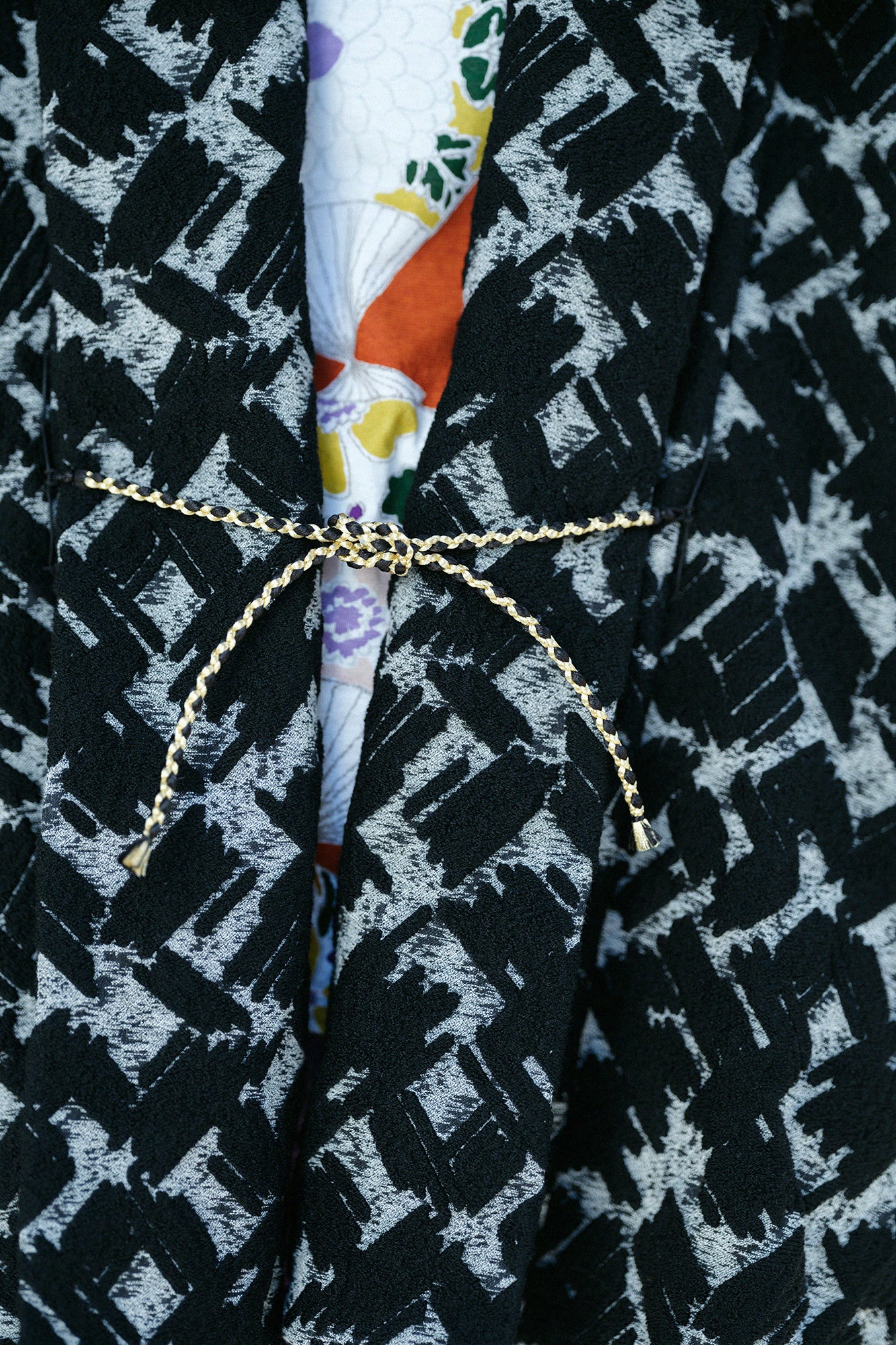 ウールジャカール もじり袖 短衣（たんい） 単（ひとえ）／濡羽色（ぬればいろ）