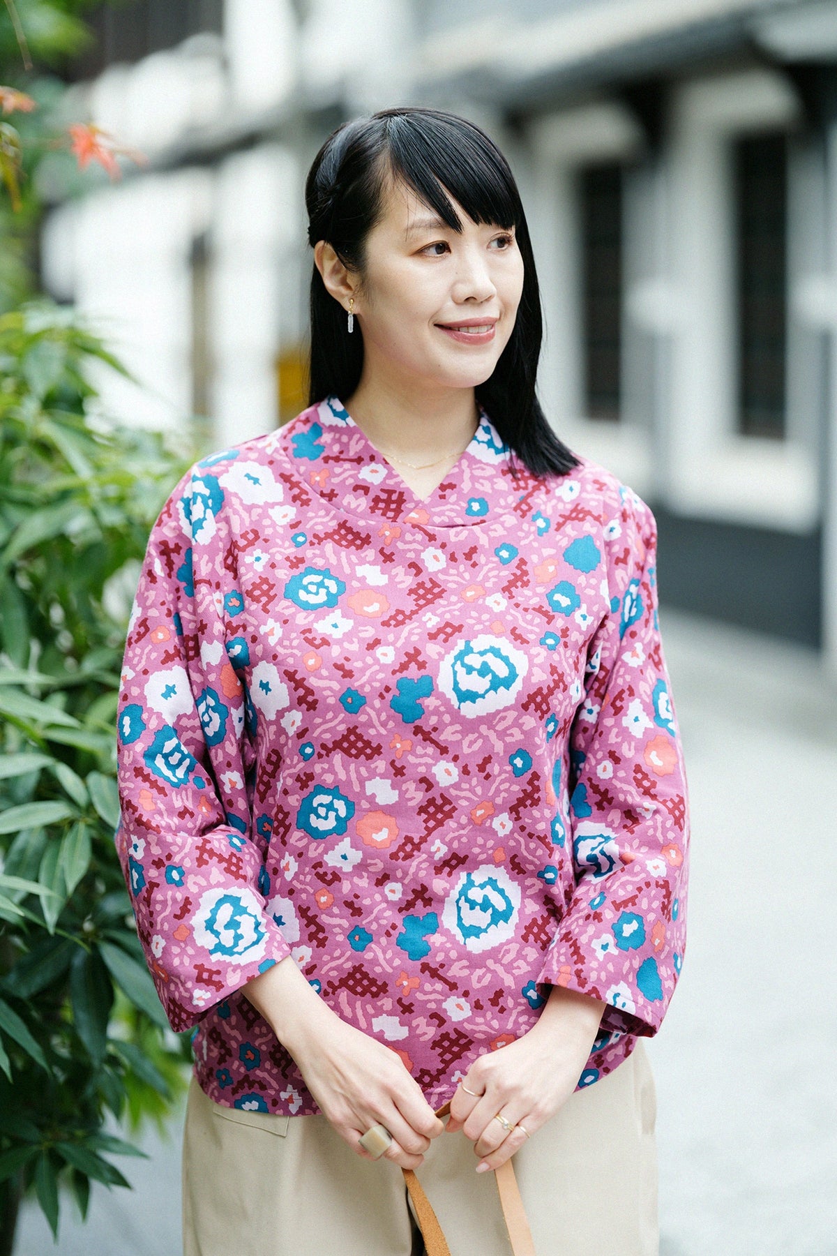 【Scheduled to ship around Mar 3】Chizimi Cotton 40/40 Kimono Top／Rose