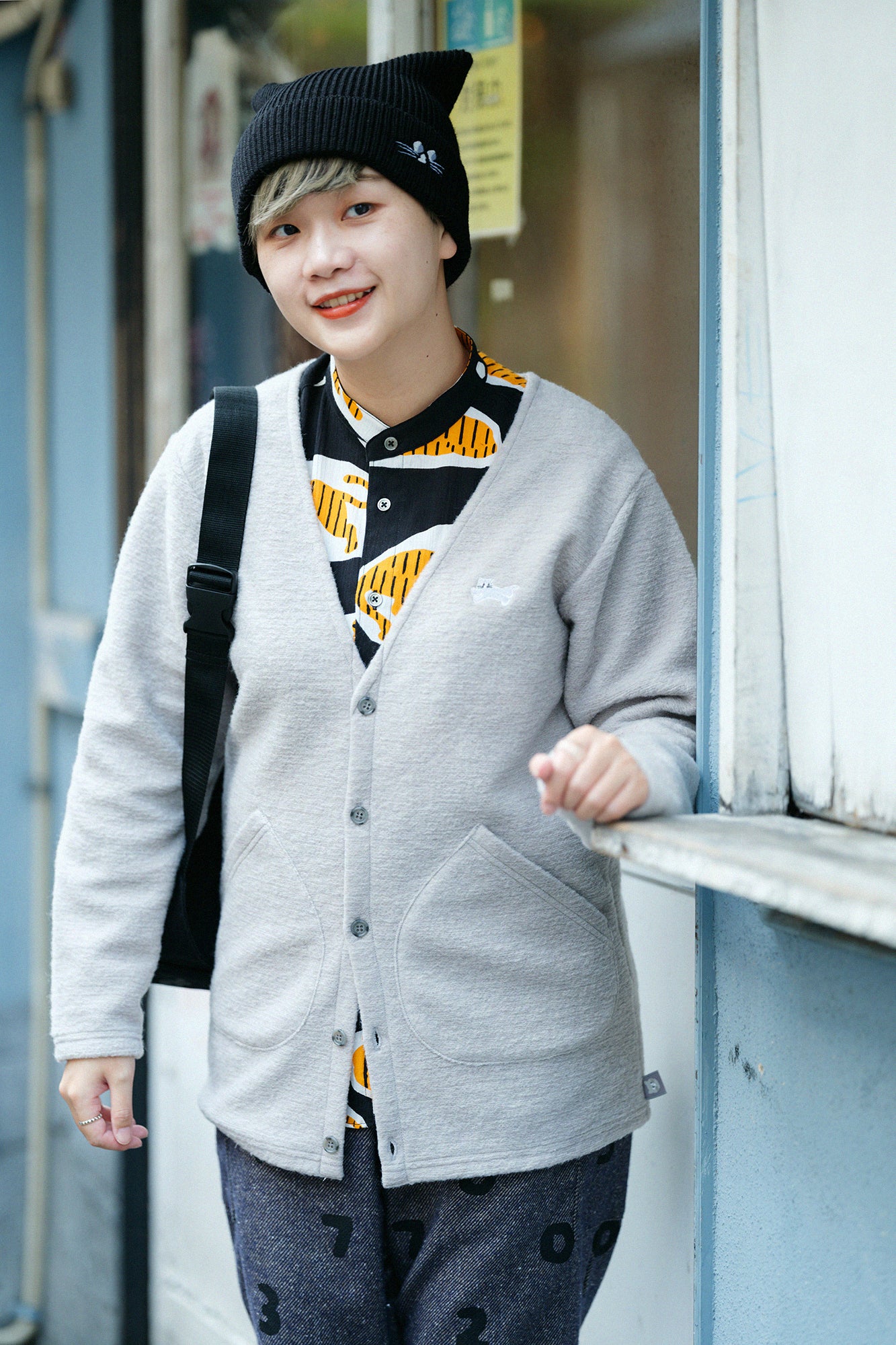 depo Nyan 羅紋針織帽／黑色