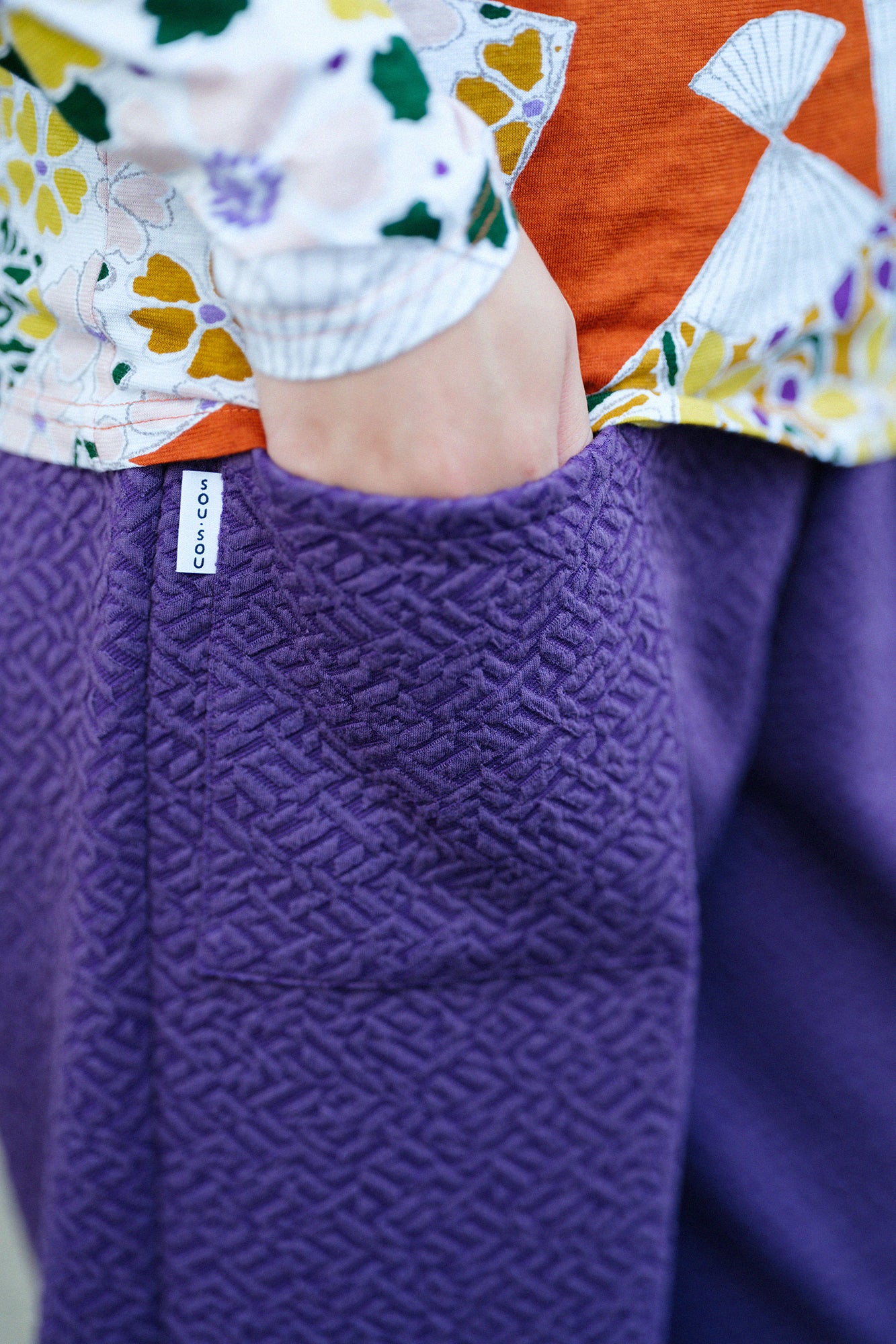 Dual-layered Jacquard Workers Pants/ Dark Purple