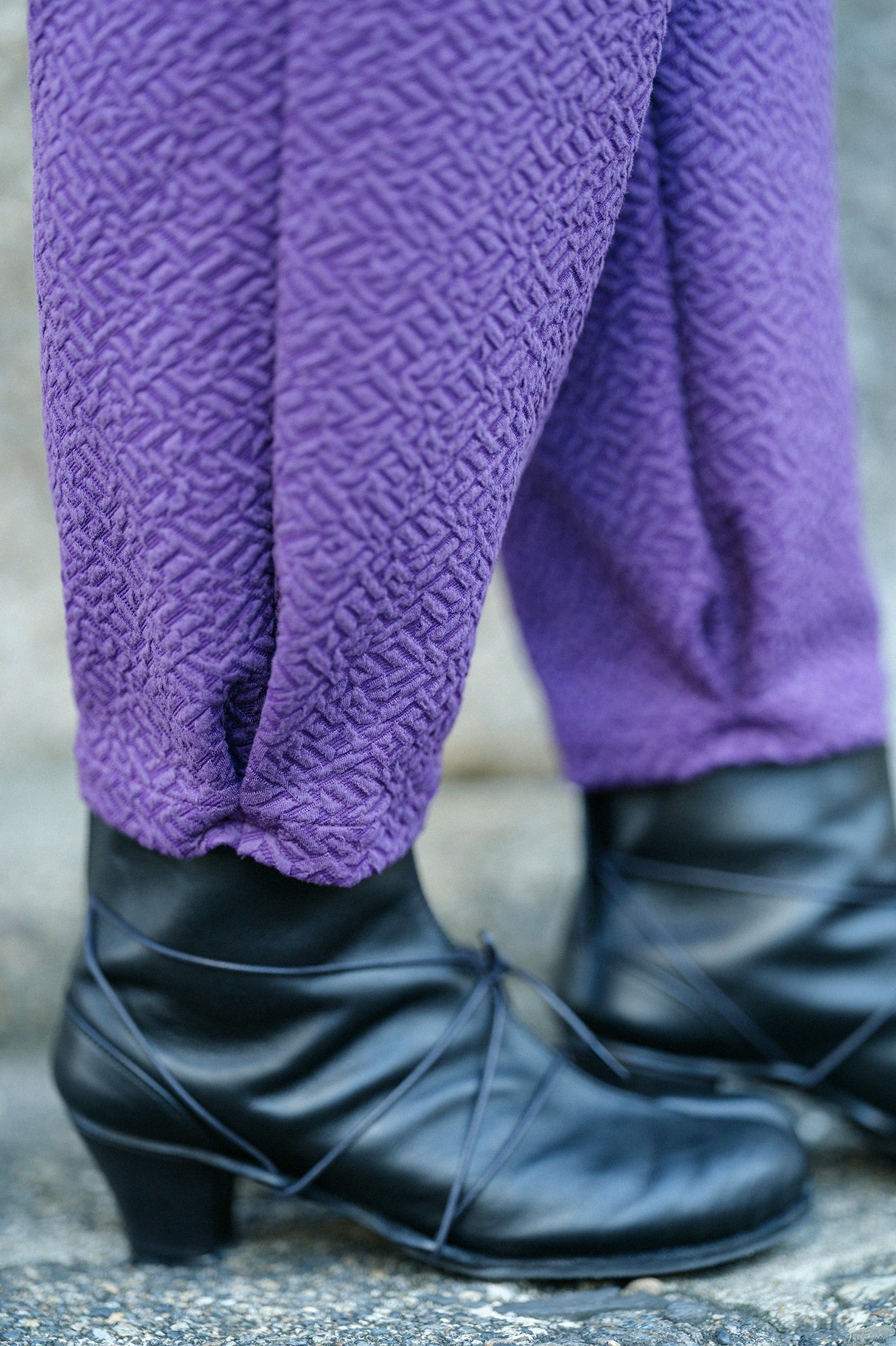 Dual-layered Jacquard Workers Pants/ Dark Purple