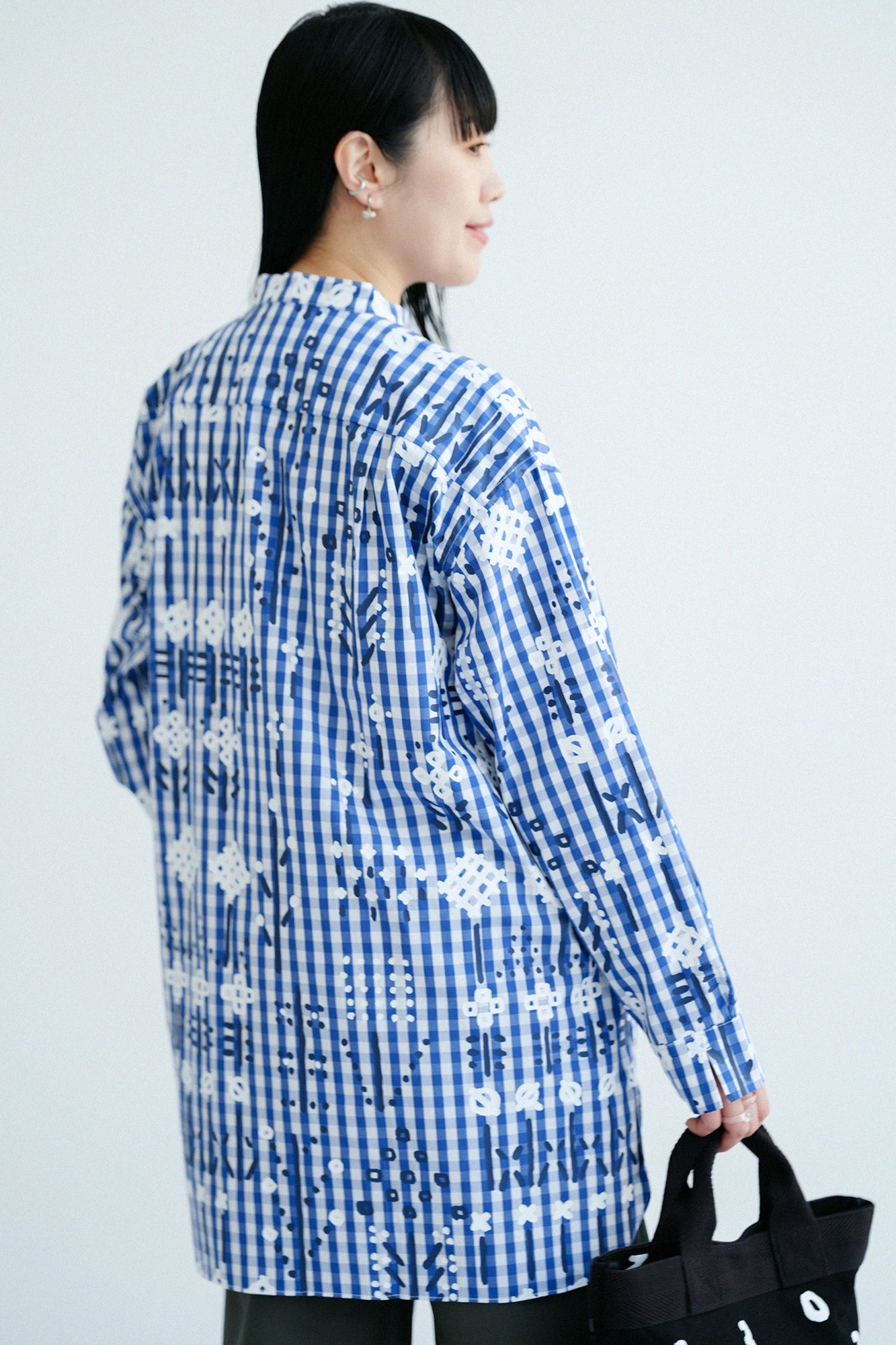 【3월 17일경 발송 예정】쵸쵸멘 스탠드칼라 그란 튜닉셔츠 R.H／소소 블루 체크