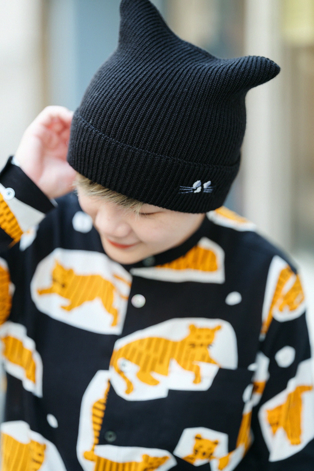 depo Nyan 羅紋針織帽／黑色