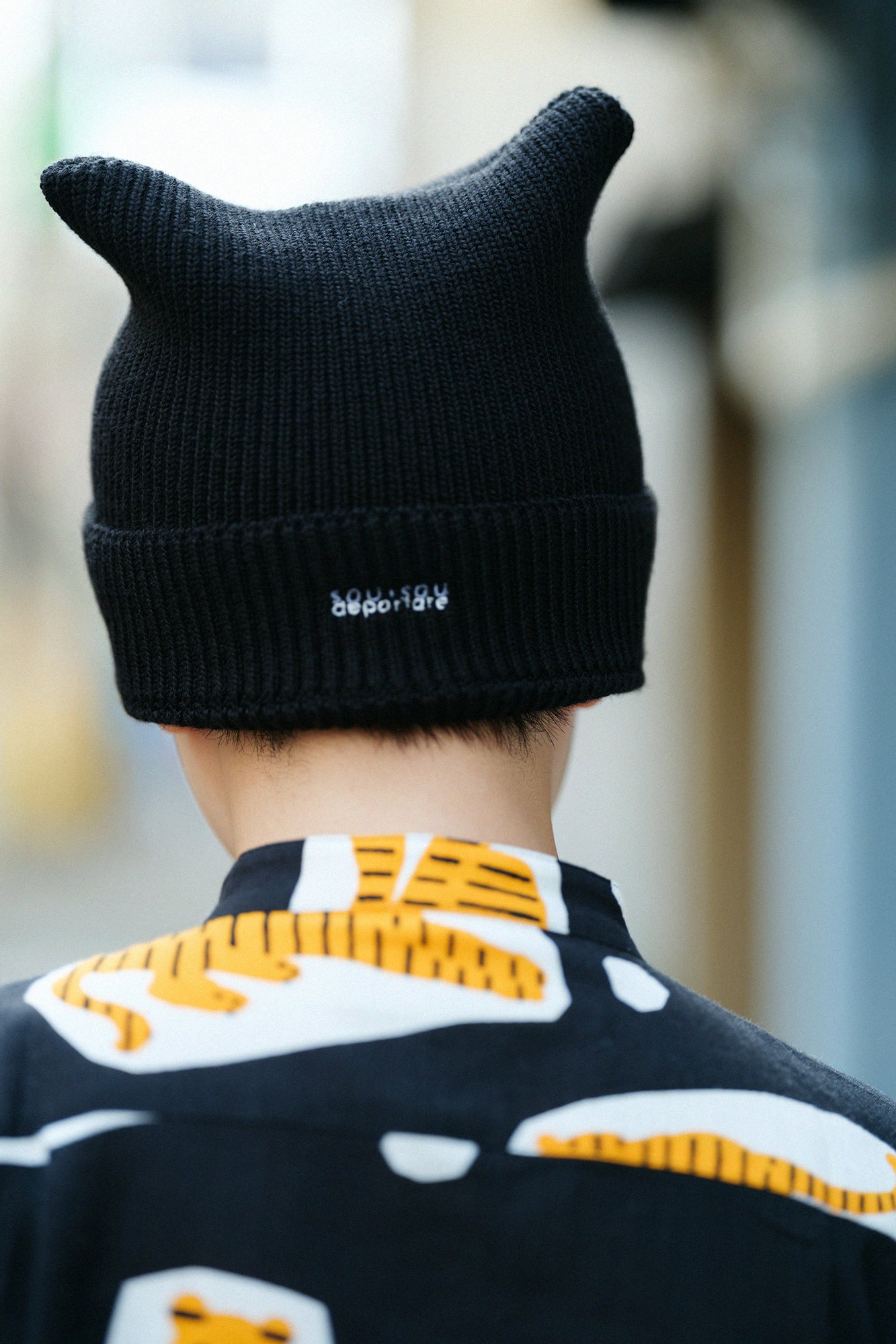 GDC リブ編みニット帽 ブラック黒GD0173 黒 ディッキーズ] Dickies ルッキング 刺繍 ＆ ワッペン リブ編み ニット