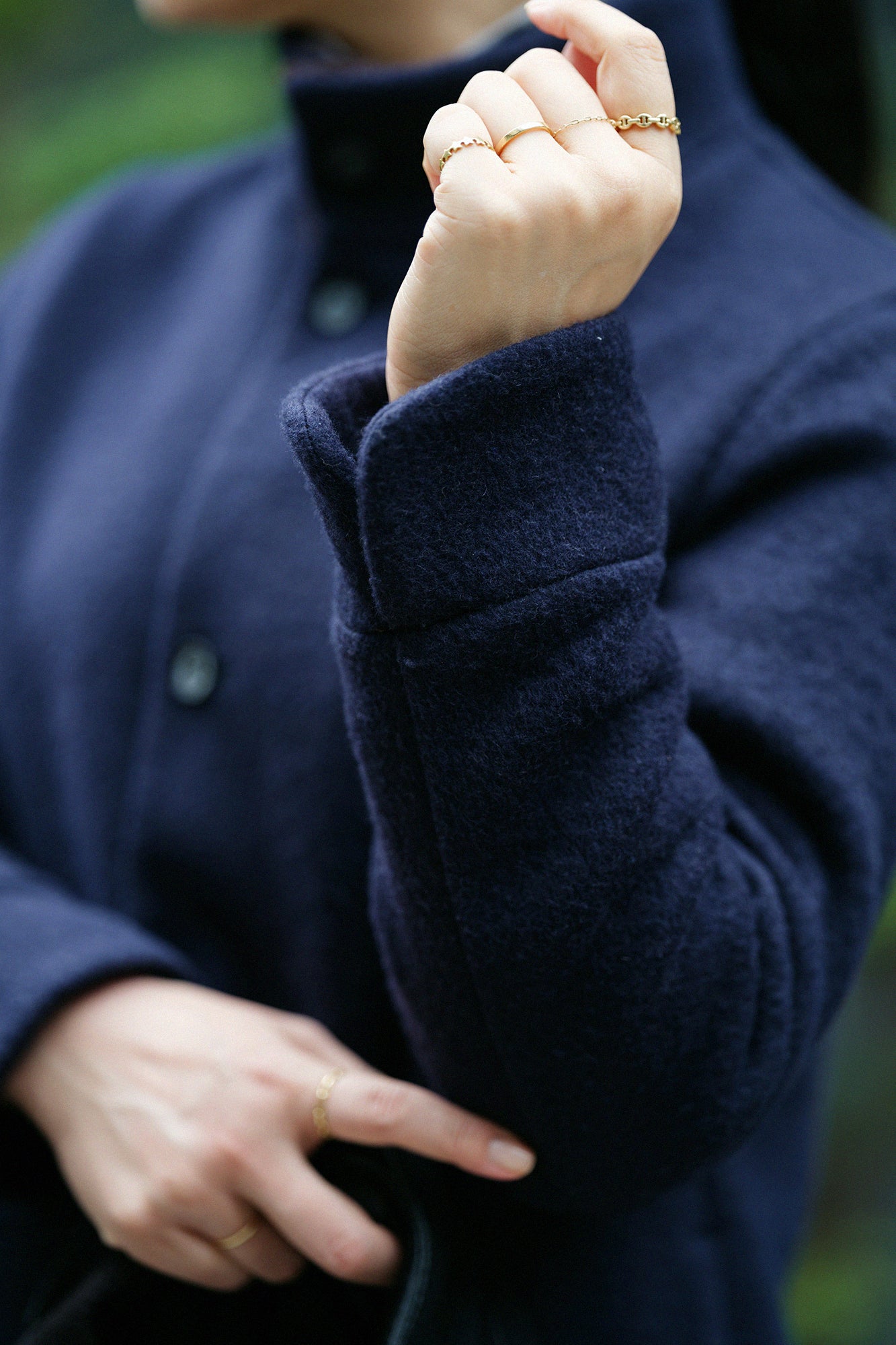 【預購】A.S 雙面羊毛 立領短外套／深藍色×網代紋和SO-SU-U十數 昆（※預計於12月9日左右發貨）