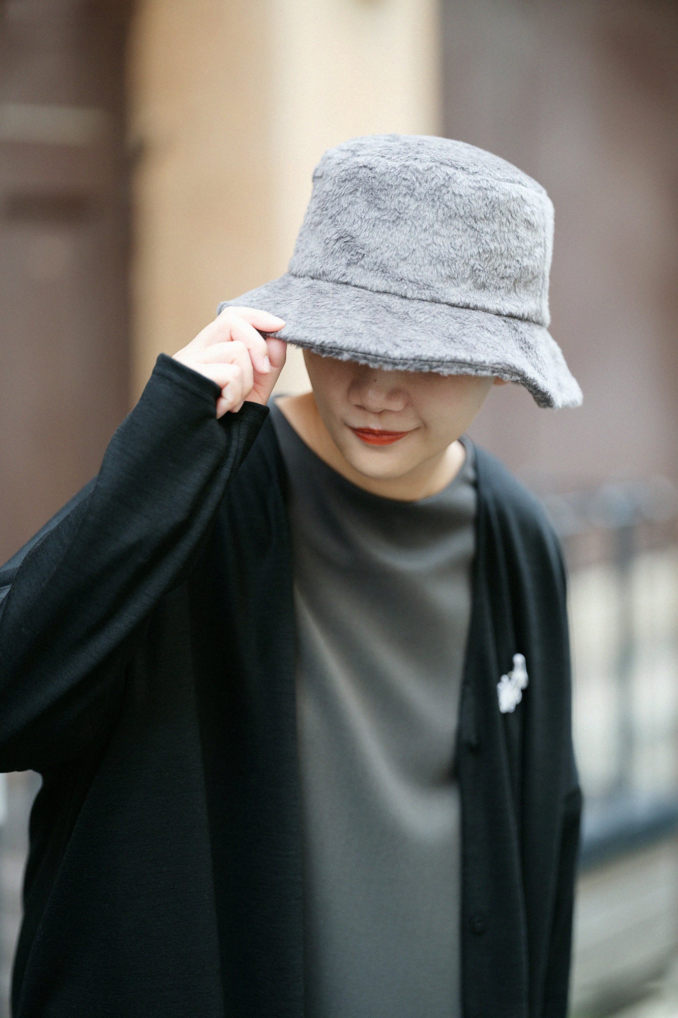 【預購】仿毛漁夫帽／深鉛色×SO-SU-U十數 昆（※預計於12月9日左右發貨）