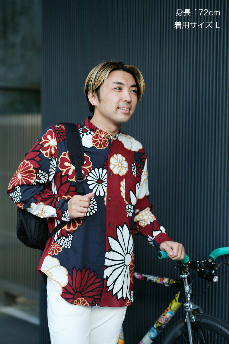 高岛吉吉立领衬衫