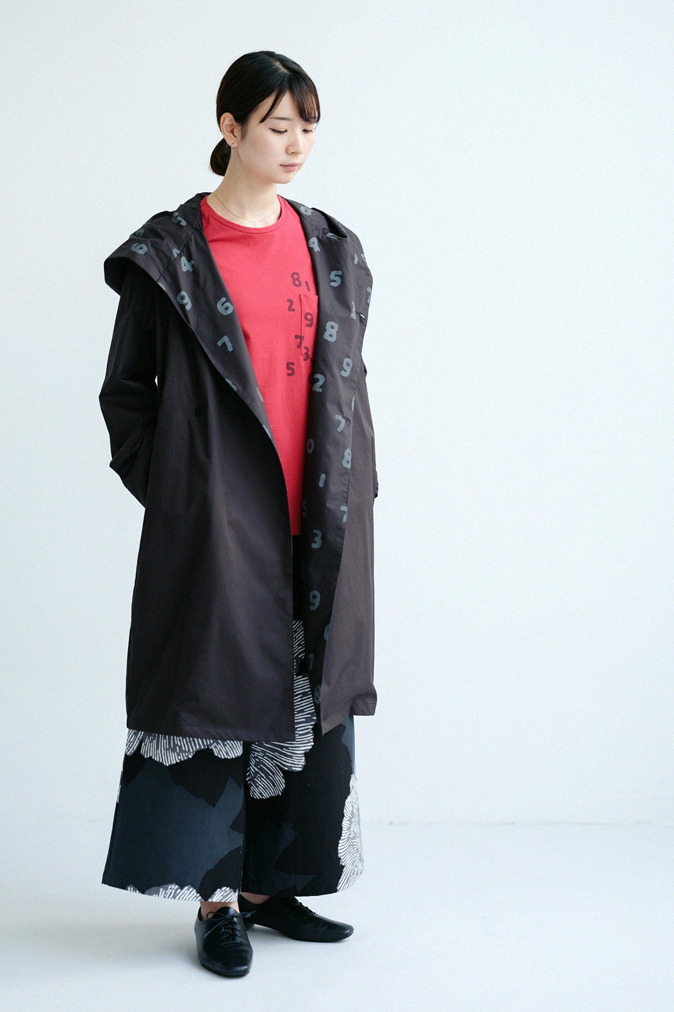 【3月17日頃発送予定】プレーティング天竺 長袖ポケットTシャツ／レッド