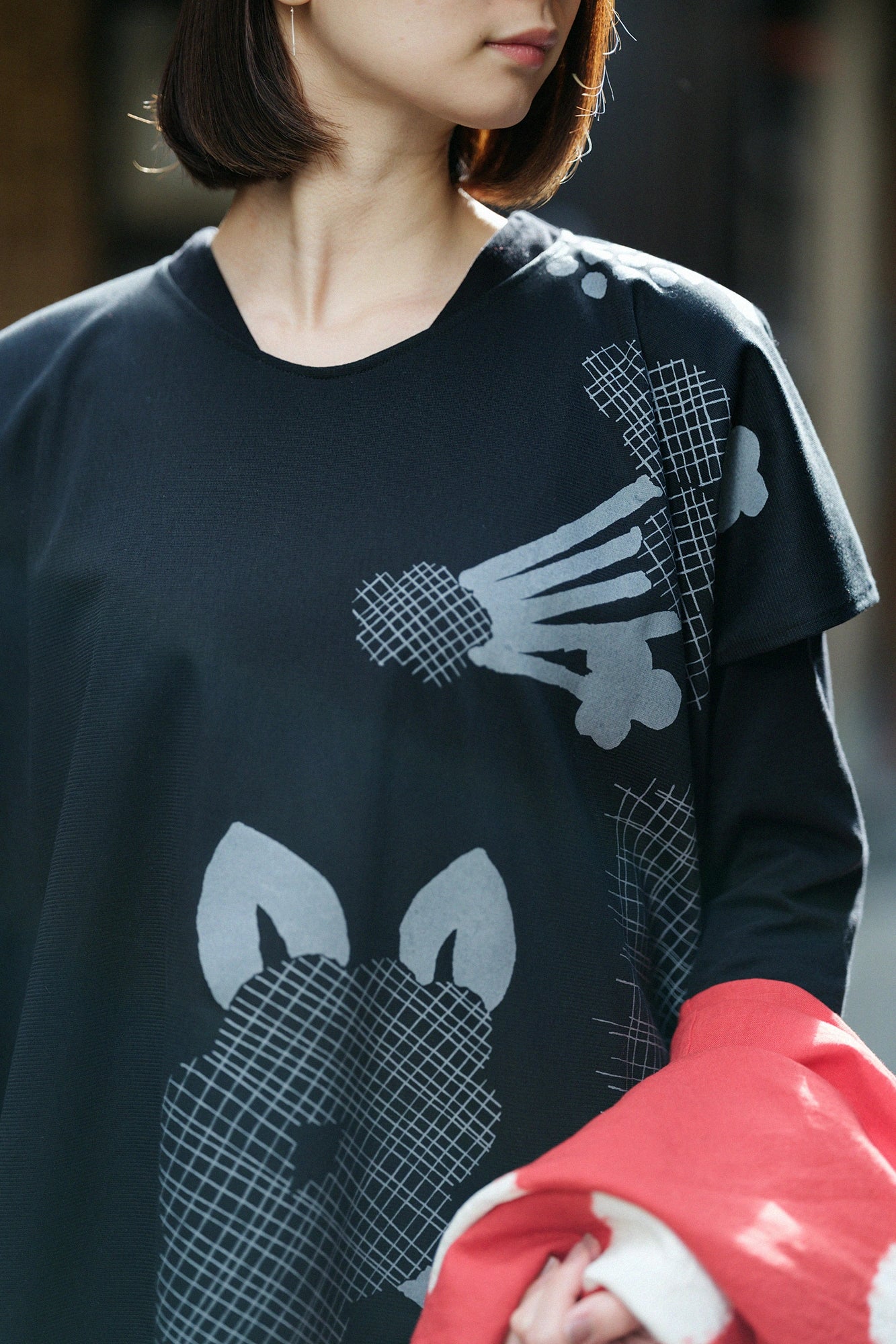 【Scheduled to ship around Mar 3】Knit Square Top／Random Thoughts and Blank  Black