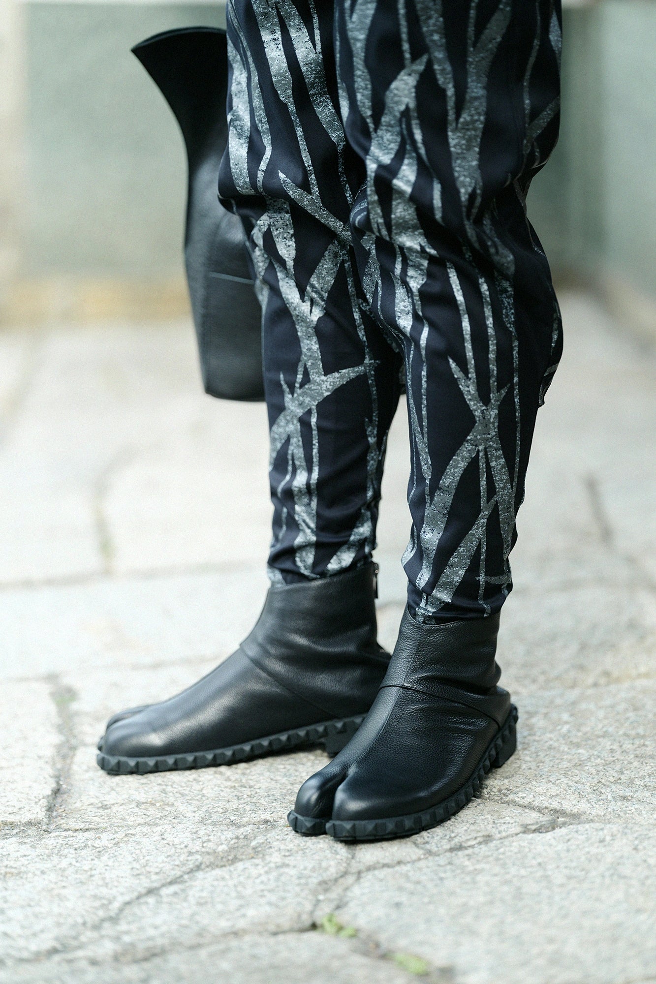  Zip arrière mi-long en cuir couleur tabi/Nureha