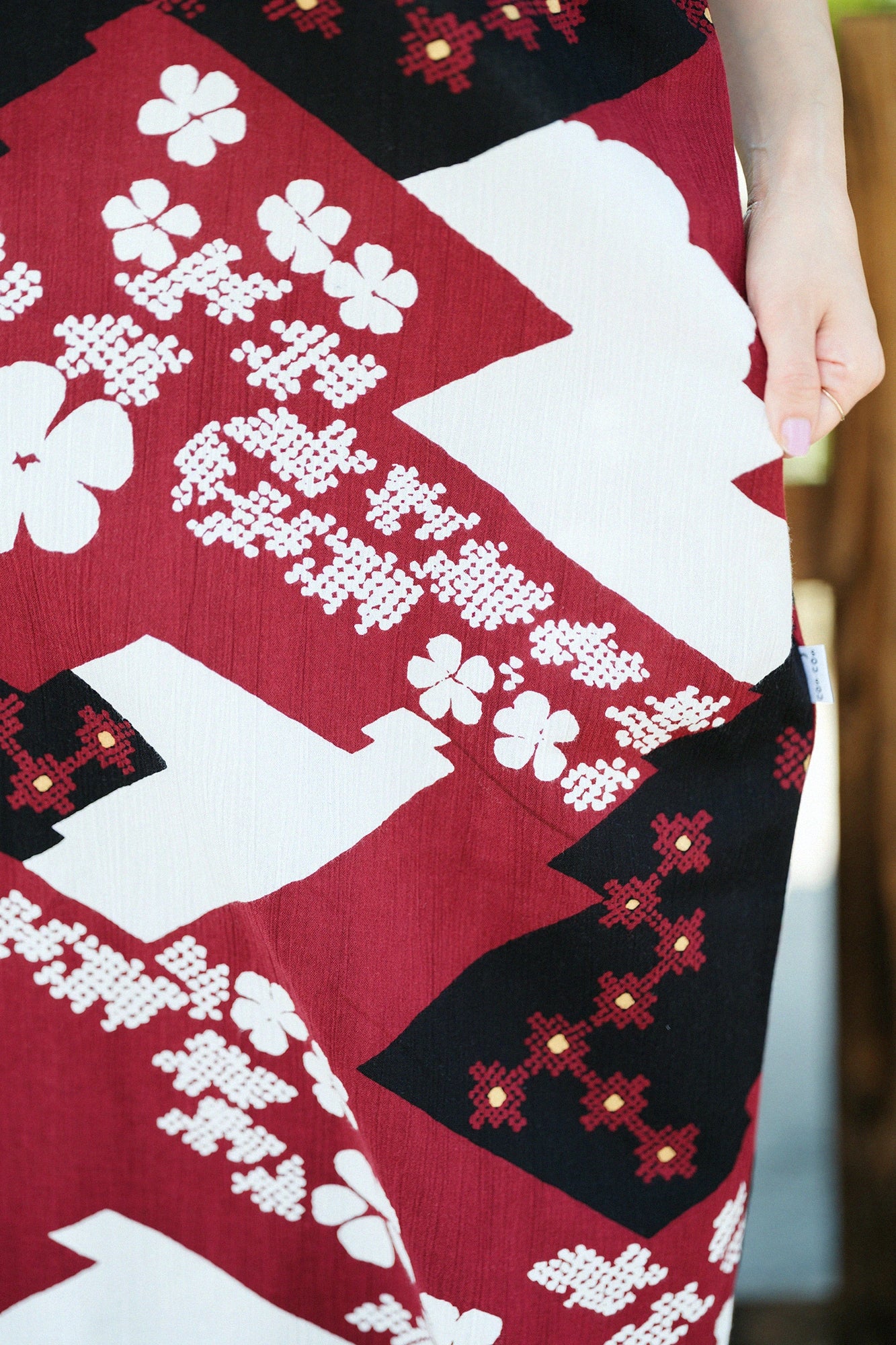 【Ships ard. 6/23】Chizimi Cotton 20/20 Rectangular Dress / Small Flowers, Clouds and Linked Diamond Pattern - Recreation