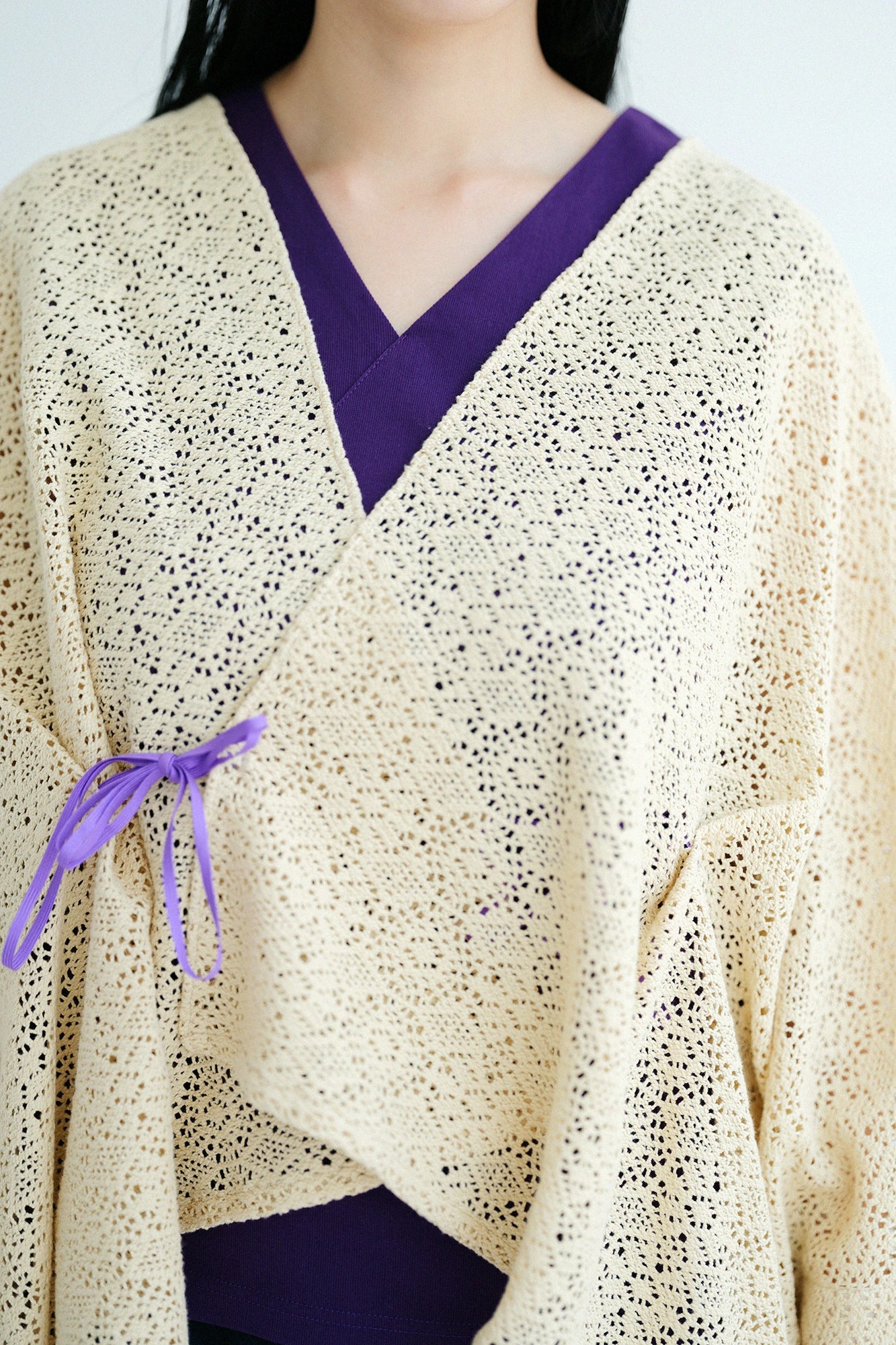 【Ships ard. 6/23】Hollow Out Embroidery Kisaragi Short Poncho / Creamy White