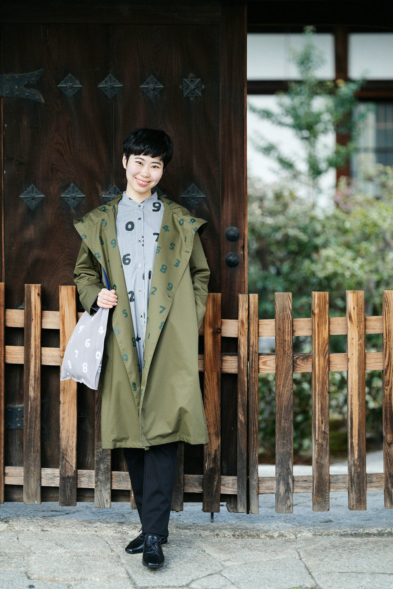 【Ships around 3/17】Long Staple Cotton Stand Collar Tunic Shirt R.H / SO-SU-U Black Pincheck