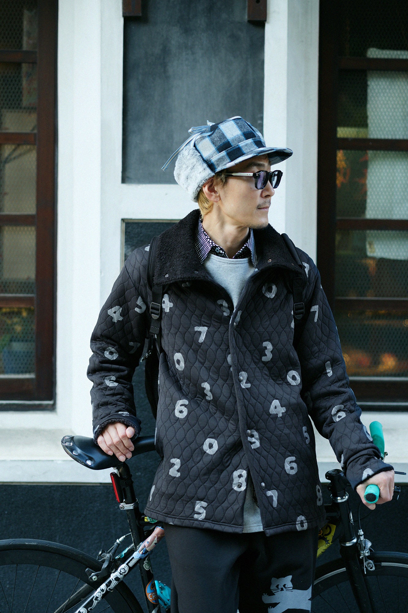 A.S Quilting Jacquard Neckwarm Cardigan／SO-SU-U Black 