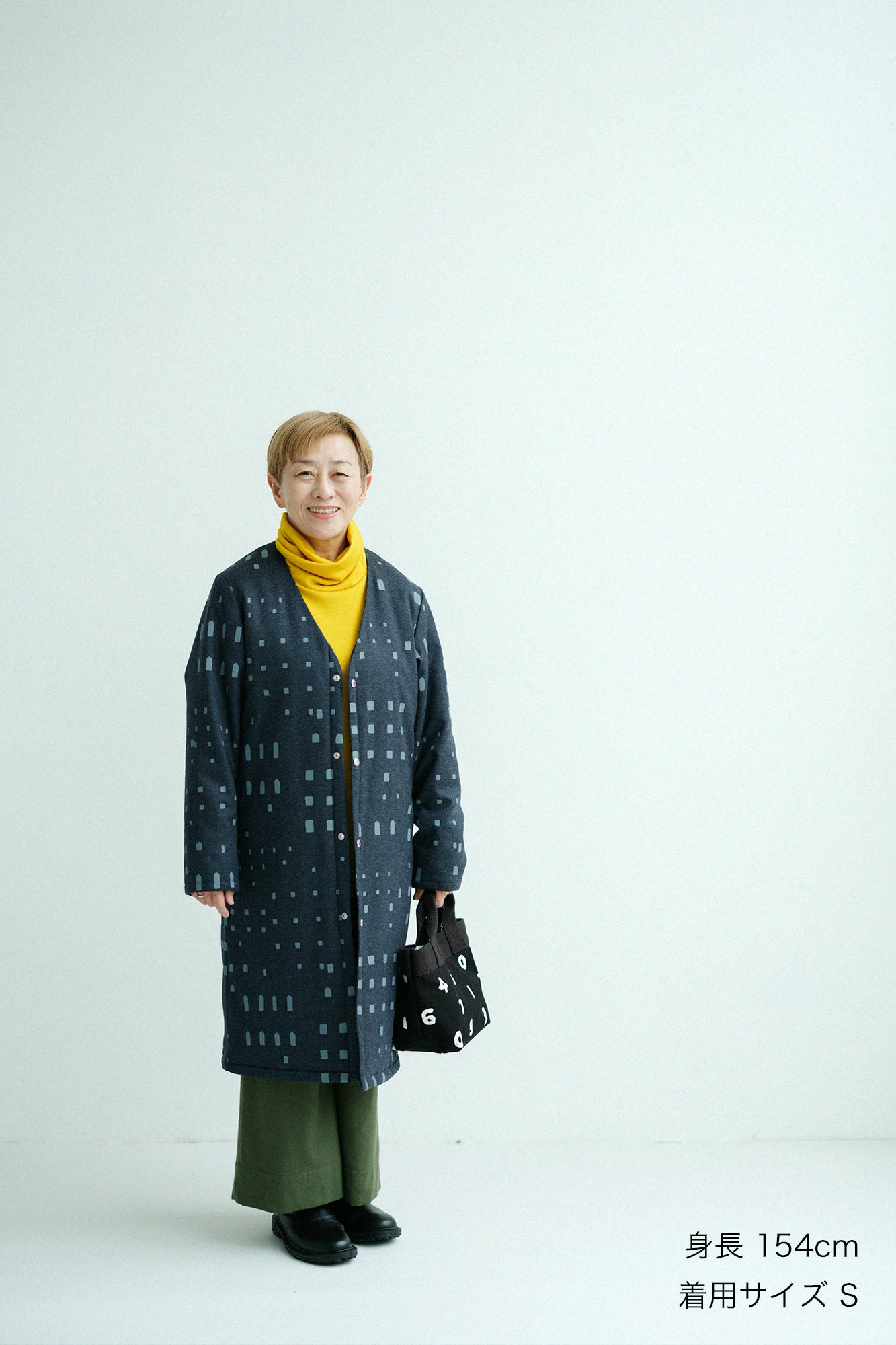 【Pre-order】Stretch Flannel Collarless Padded Coat／Windows Dark Navy（※Scheduled to be shipped around Dec 9）