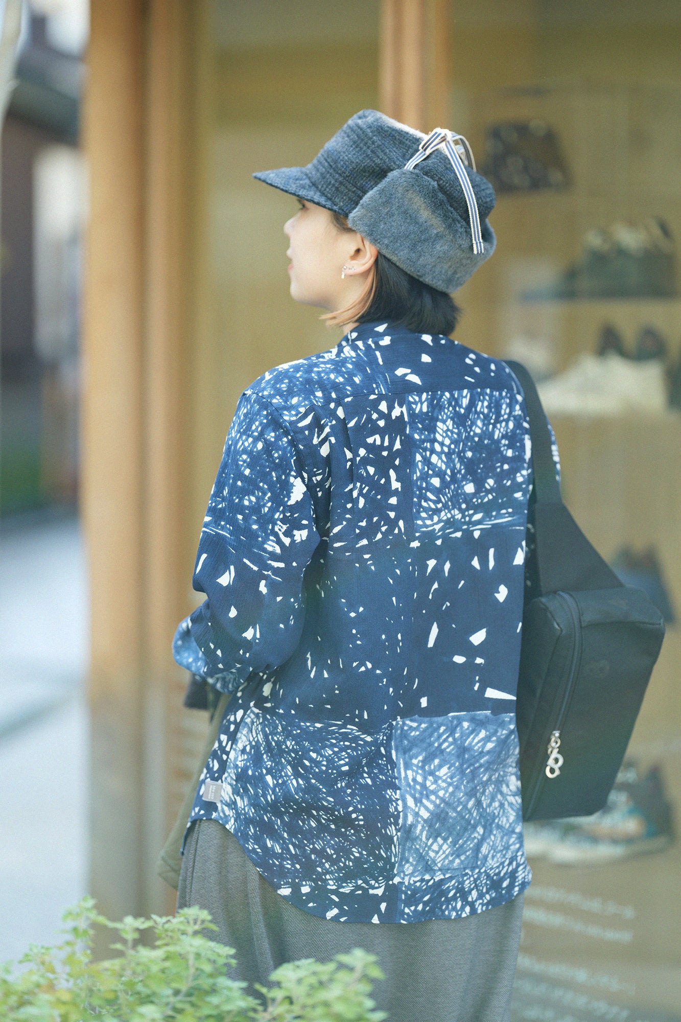 高島縮棉 20/20 立領長袖襯衫／隨性編織