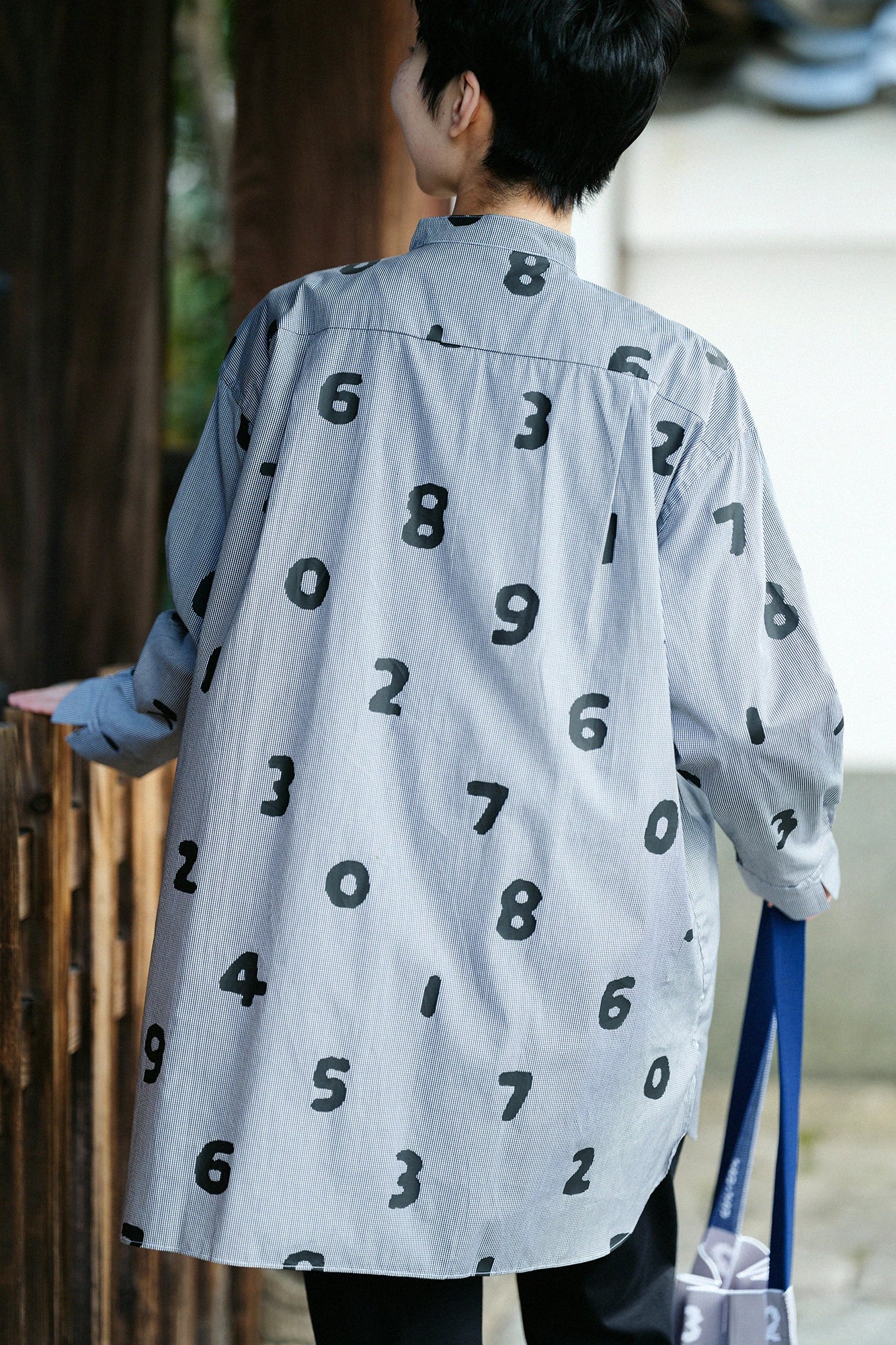 【Ships around 3/17】Long Staple Cotton Stand Collar Tunic Shirt R.H / SO-SU-U Black Pincheck