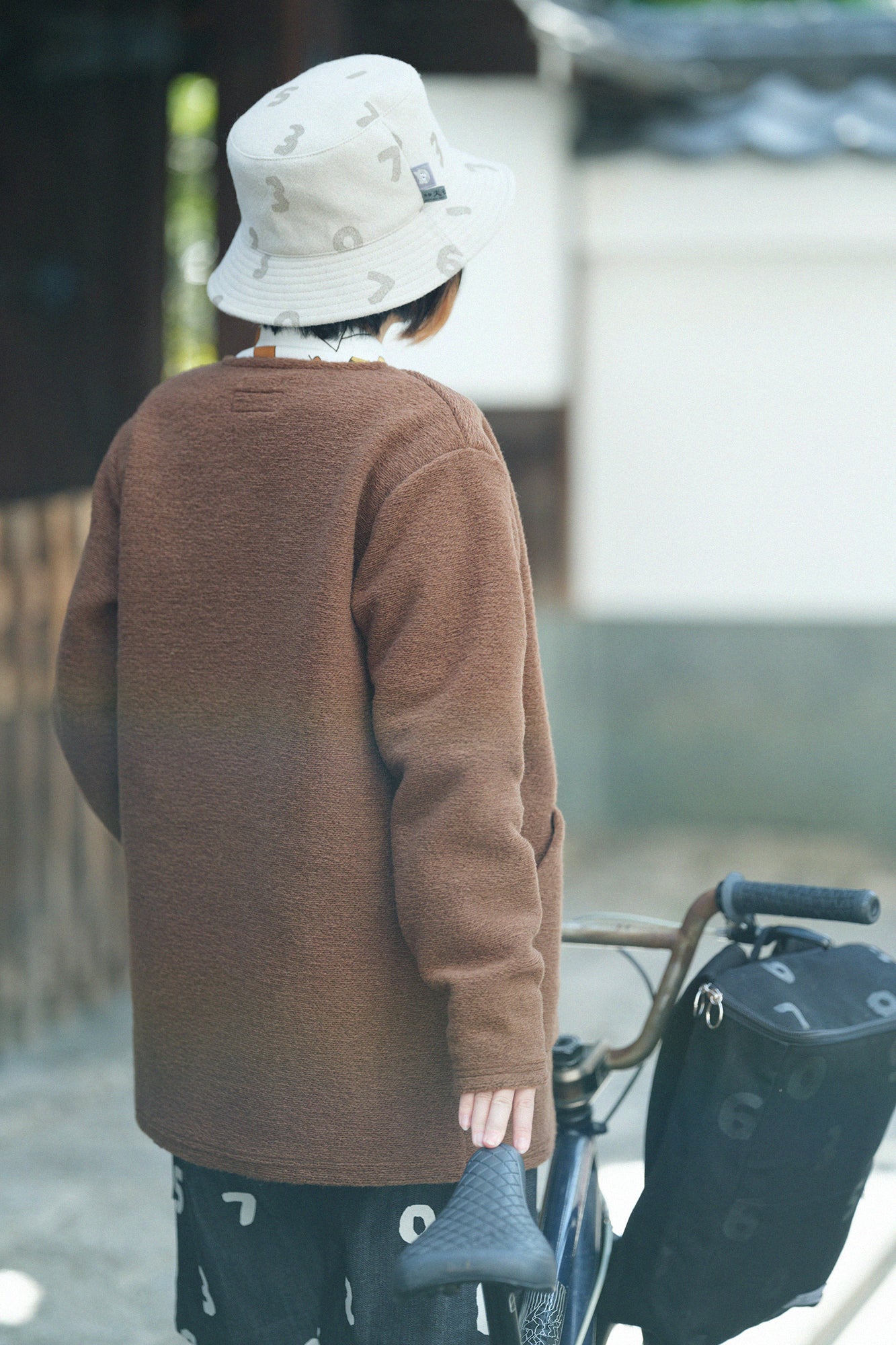 義大利毛絨針織 V領L/S外套／棕色