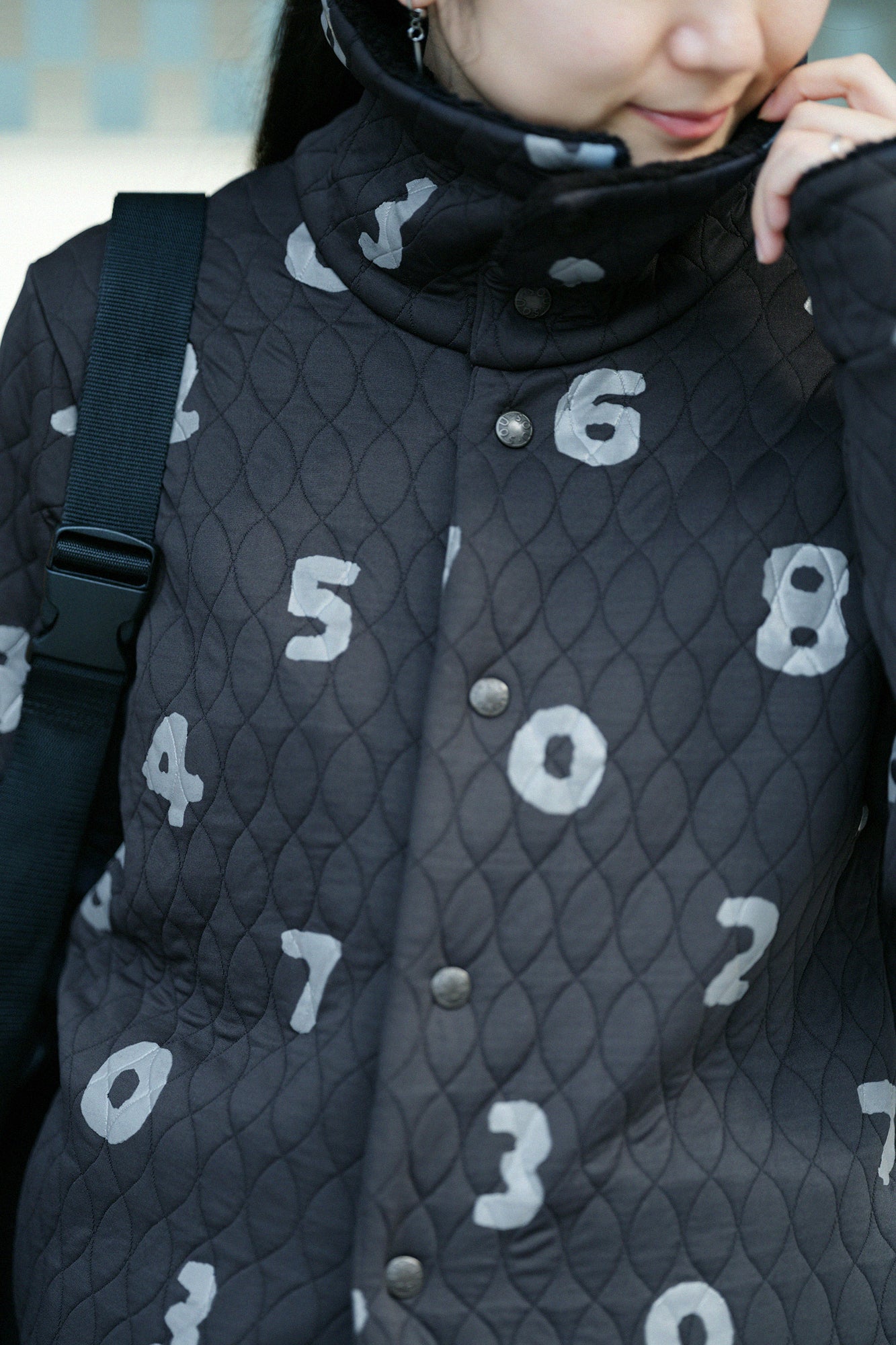 A.S Quilting Jacquard Neckwarm Cardigan／SO-SU-U Black 