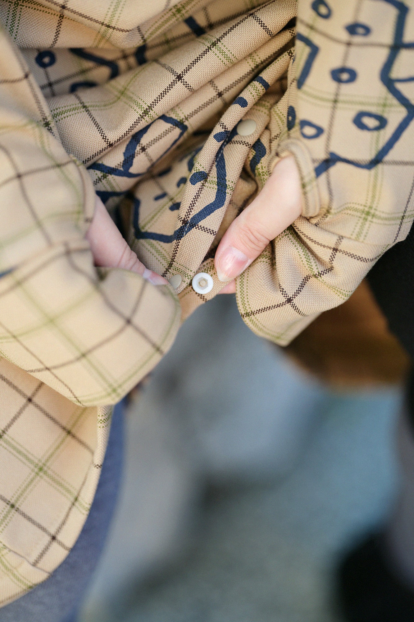 Soft Thermo(R)  Fleece Lining Check BIKE One-piece Dress ／Flower Seedling Scattered 