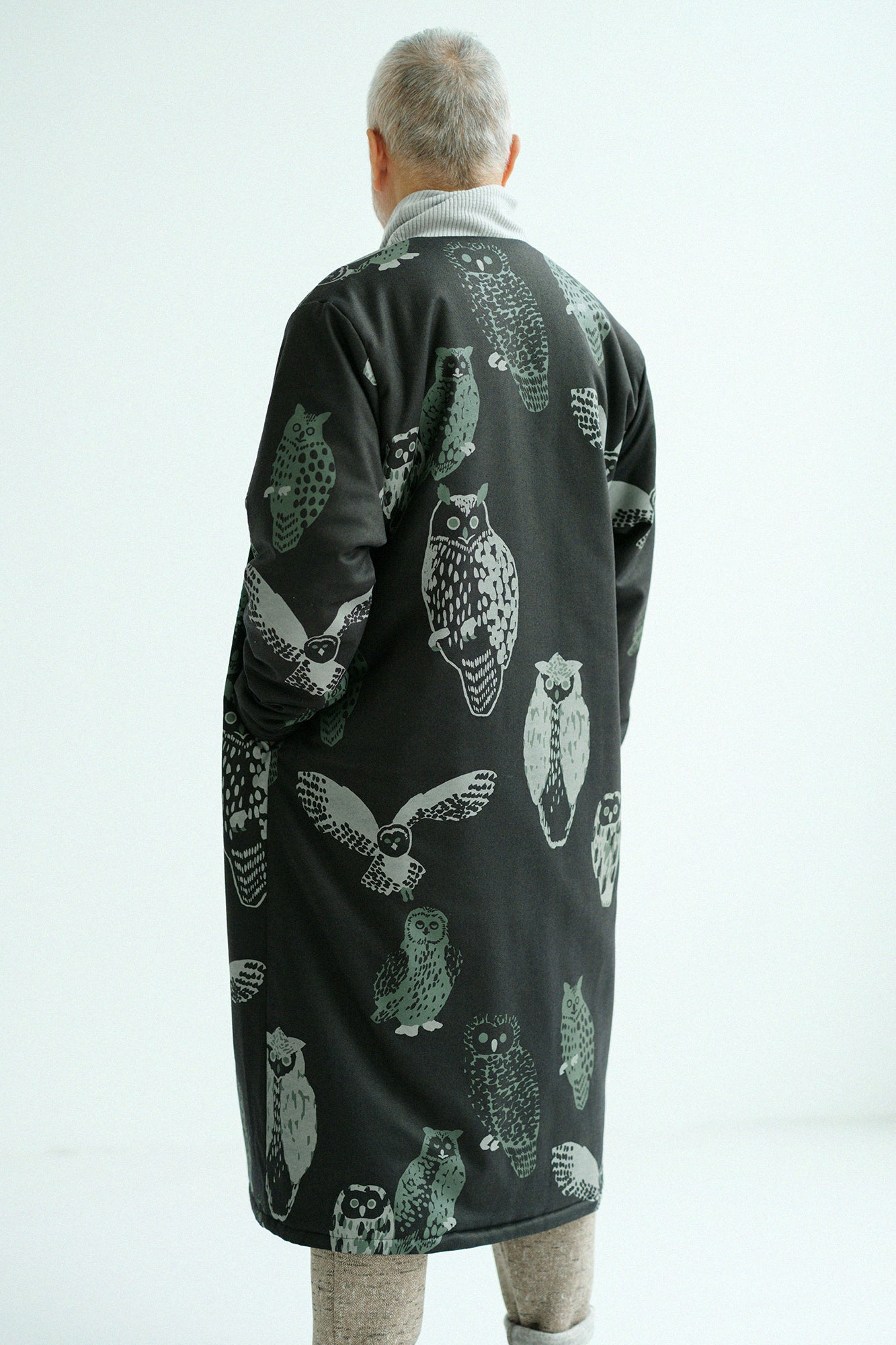 【Pre-order】Stretch Flannel Collarless Padded Coat／Owl Dark Brown（※Scheduled to be shipped around Dec 9）