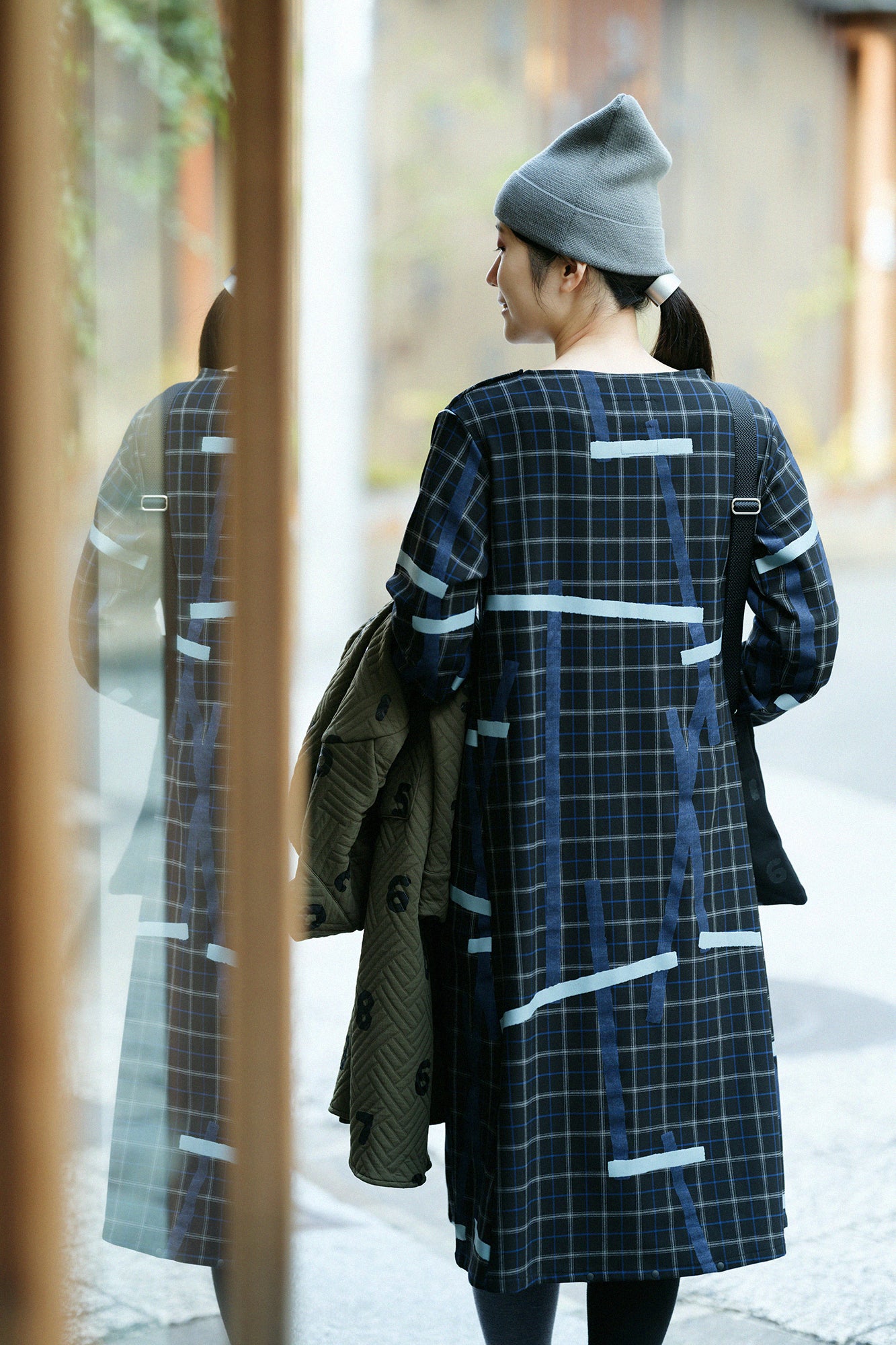 Soft Thermo(R)  Fleece Lining Check BIKE One-piece Dress ／Tobi