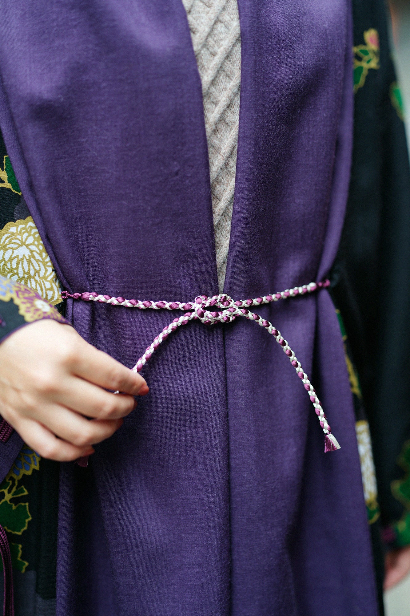 [Réservation] Pochettes Impériales en Mousseline Réversibles/Violet Foncé x Nuages et Chrysanthèmes (*Expédition prévue vers le 25 novembre)