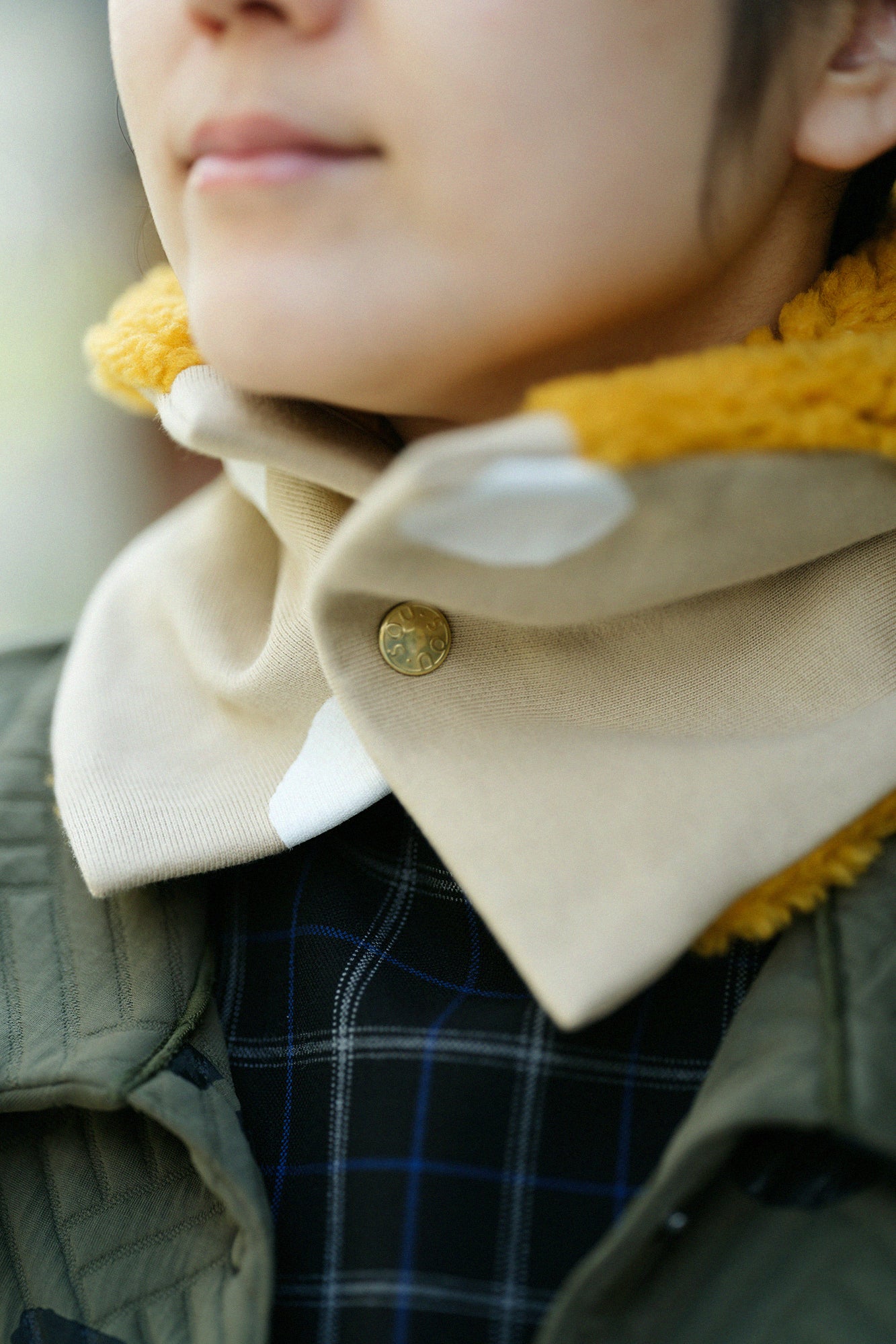 Reversible BIKENeck Warmer／Polka Dots Mara Yellow Beige