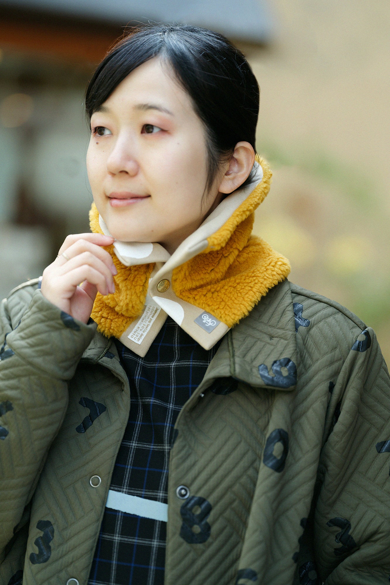 Reversible BIKENeck Warmer／Polka Dots Mara Yellow Beige