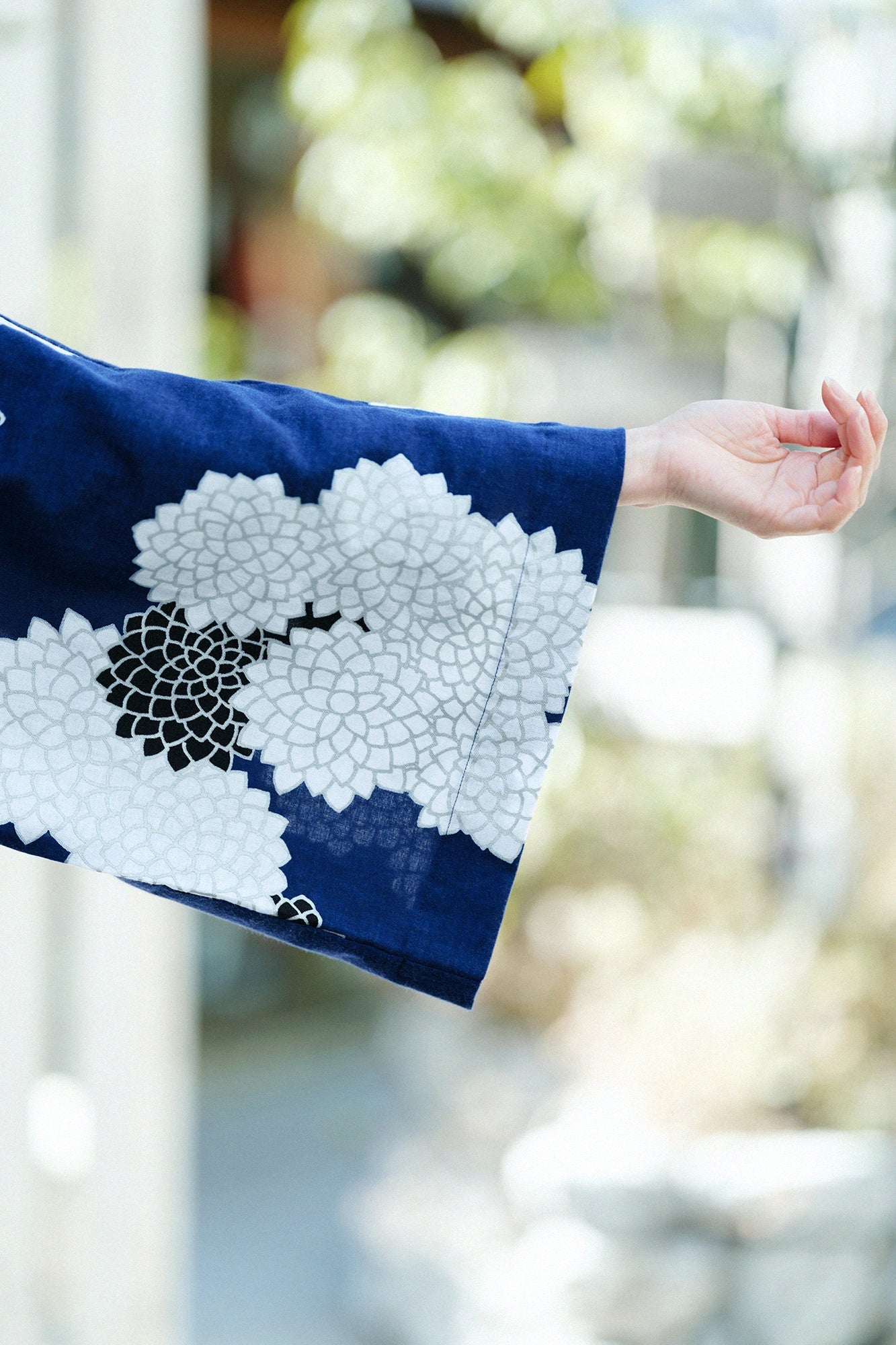 [Versand voraussichtlich um den 3. März] Iseki-Orimoto Bun (Stil) Ōkatabira (großer Kimono) Kurz (mijikatake) / Kumoma (zwischen den Wolken) mit Chrysantheme Ryōya (gute Nacht) 