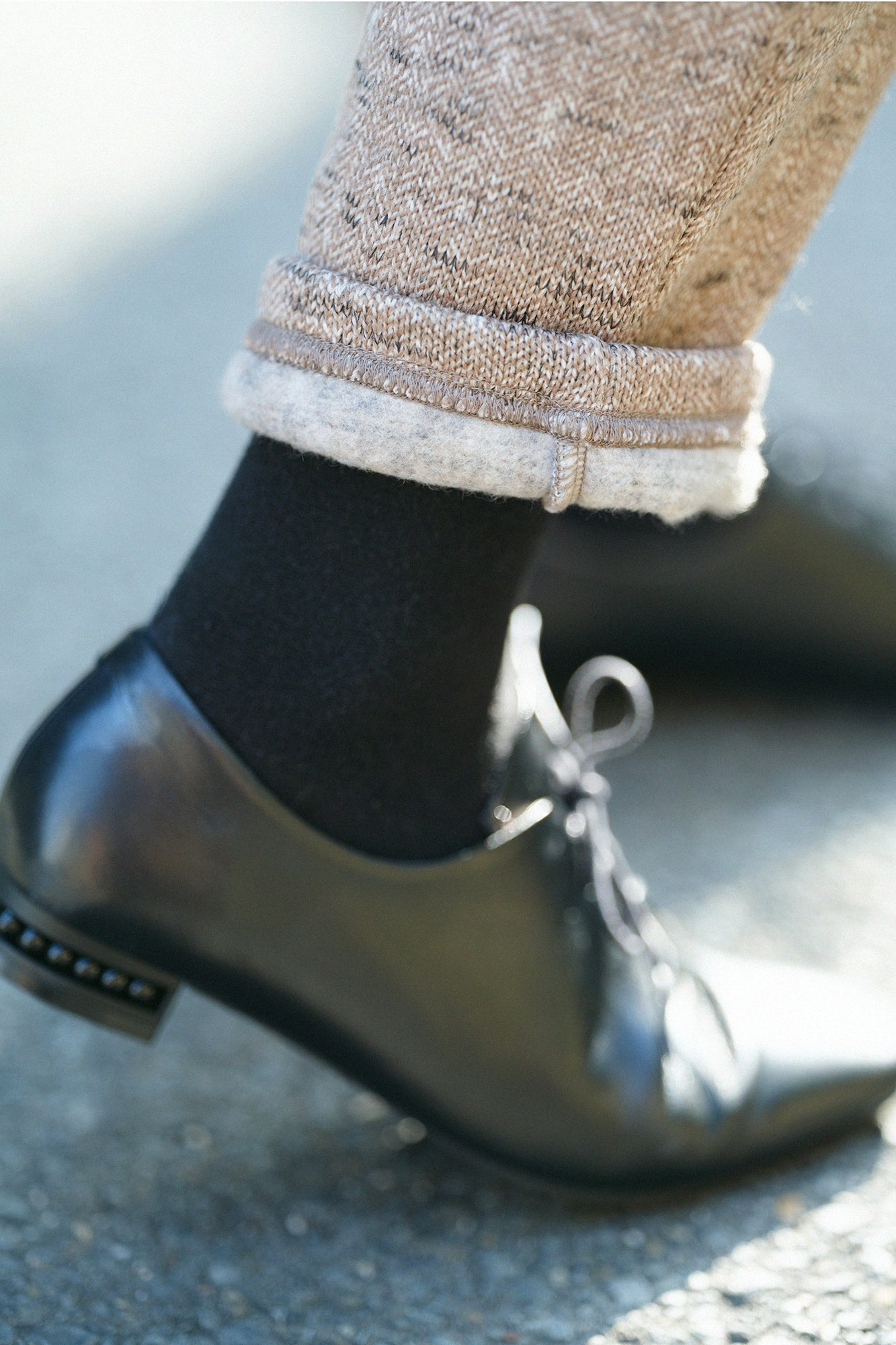 【Pre-order】Fleece Brushed Lining Herringbone Knit Easy Tapered Pants／Heather Beige（※Scheduled to be shipped around Dec 9）