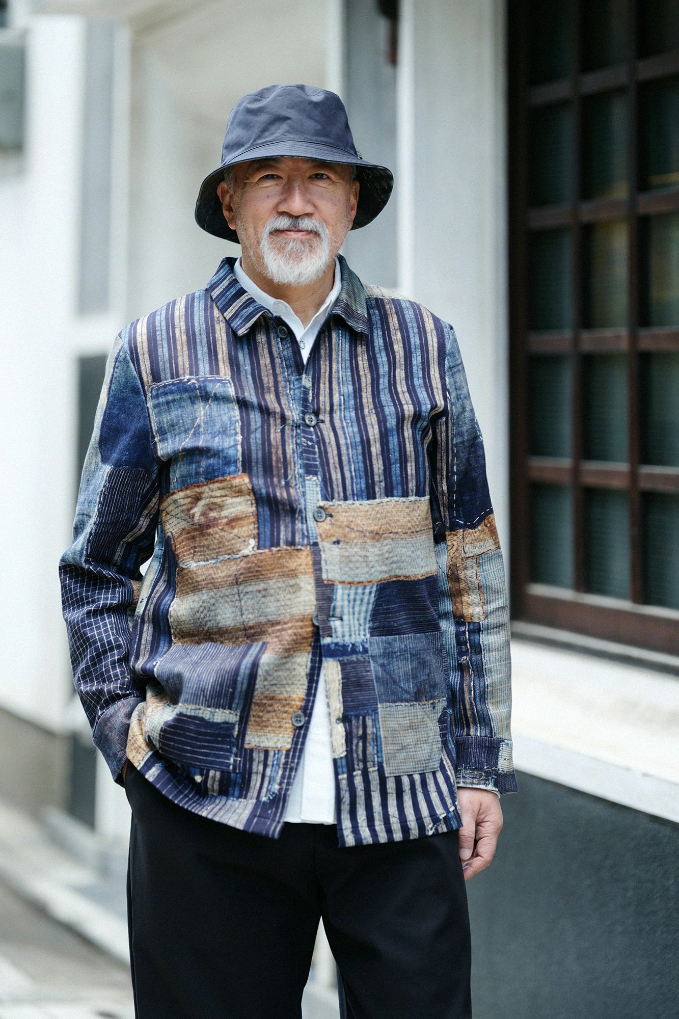 [Expédition prévue vers le 17 mars] Veste stretch en sergé de coton et lin avec col/BORO II IJ