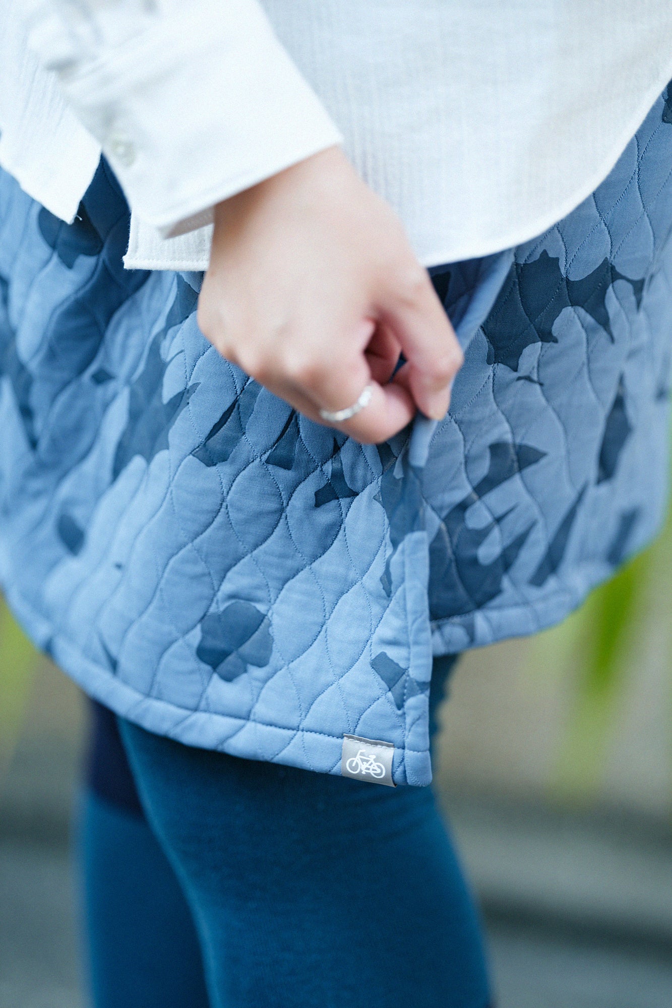 キルティングジャカール BIKEキュロット／おおらか サックスブルー