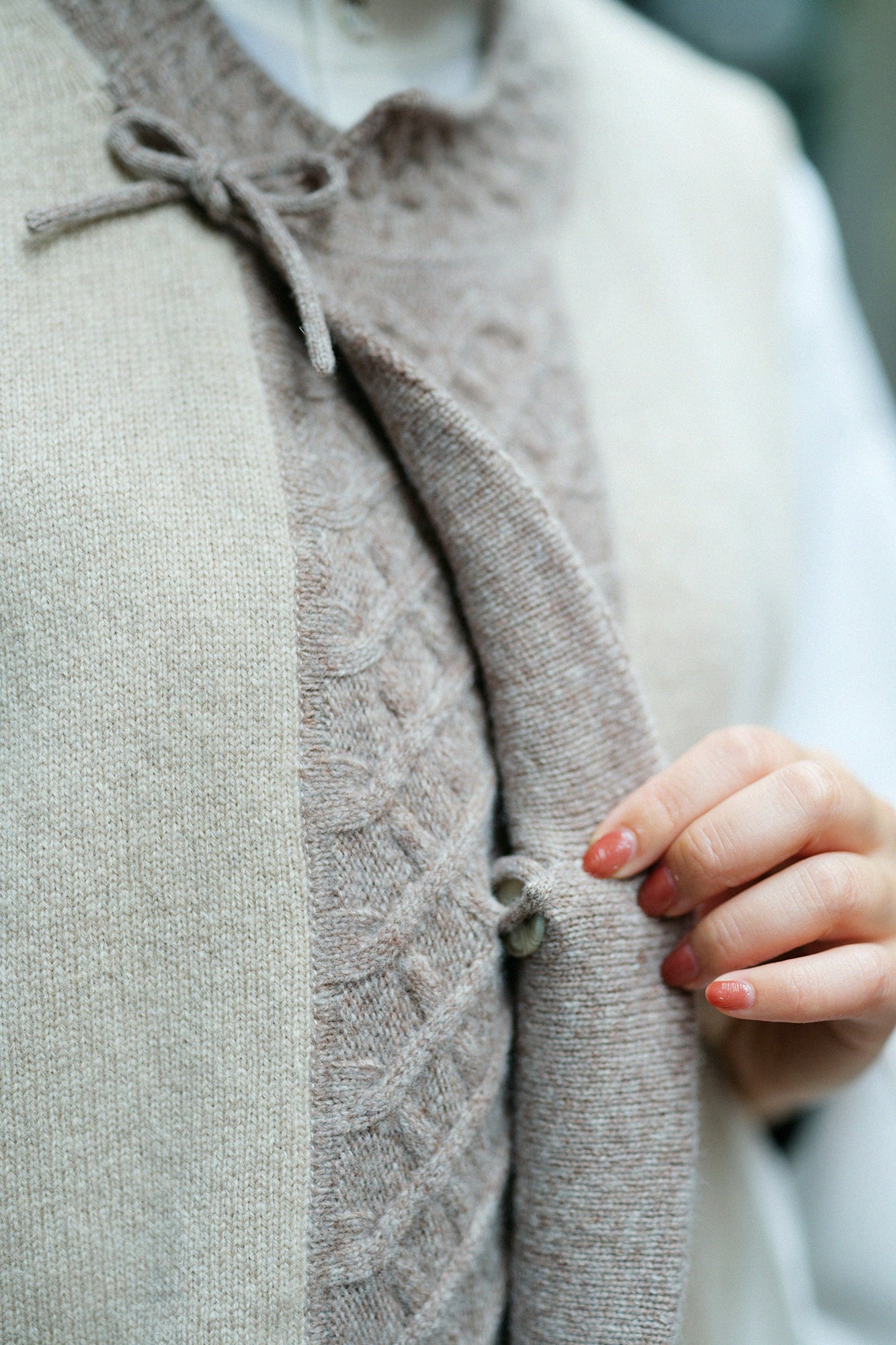 SOU・SOU×ALPHA Lamb Wool Chou-fuku Vest / Beige×Light Greyish Brown