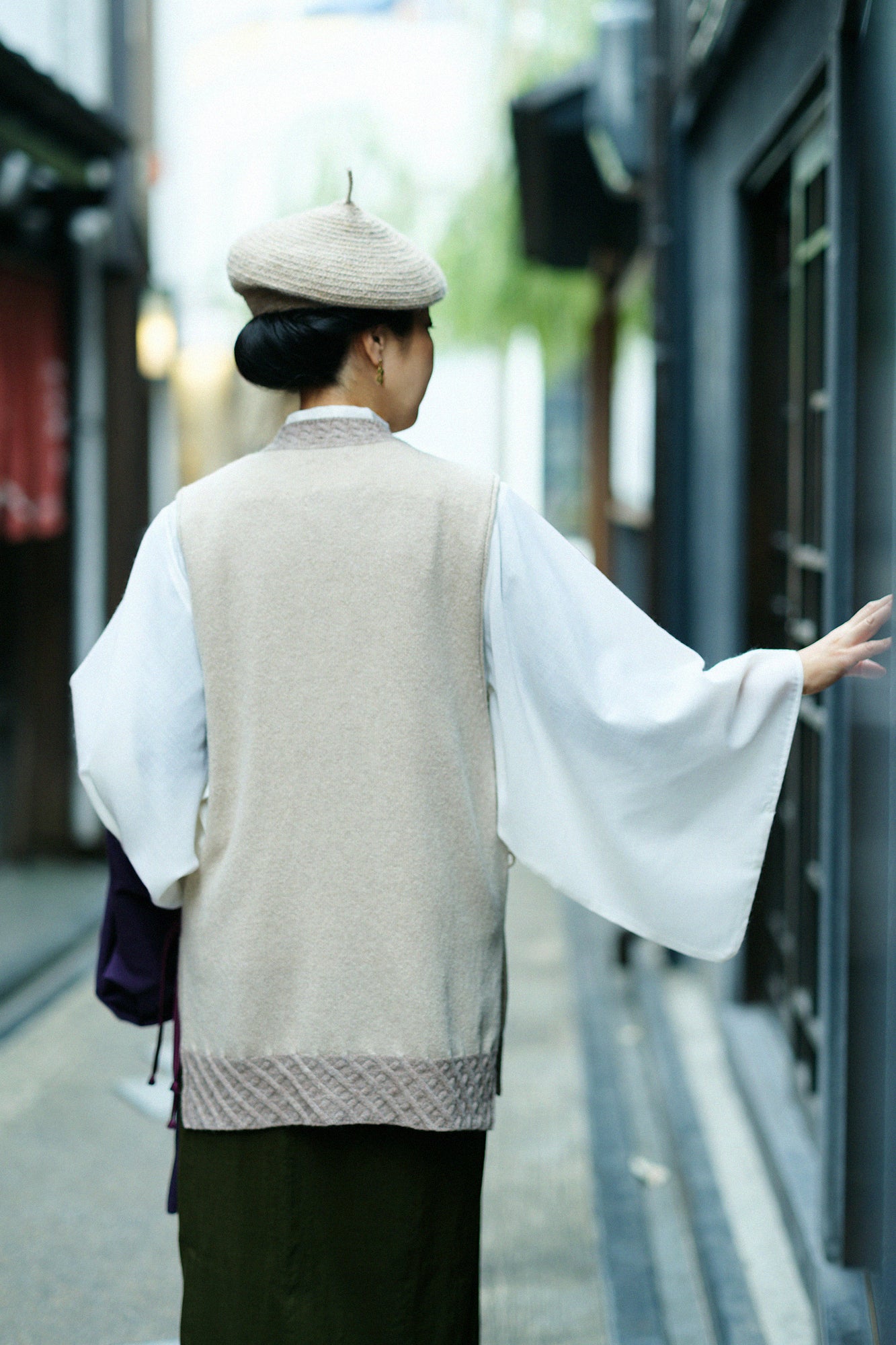 SOU・SOU×ALPHA Lamb Wool Chou-fuku Vest / Beige×Light Greyish Brown