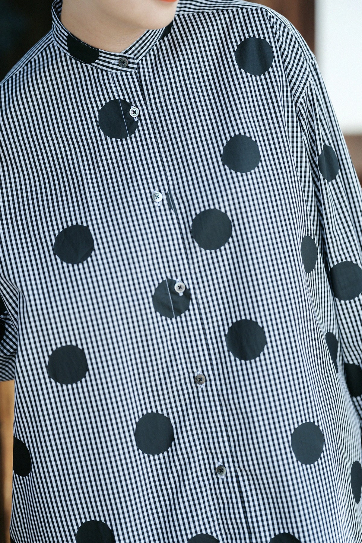 [Versand voraussichtlich um den 17. März] Superlanges Baumwoll-Grand-Hemdkleid R.H/Suigyoku Mara Schwarz kariert