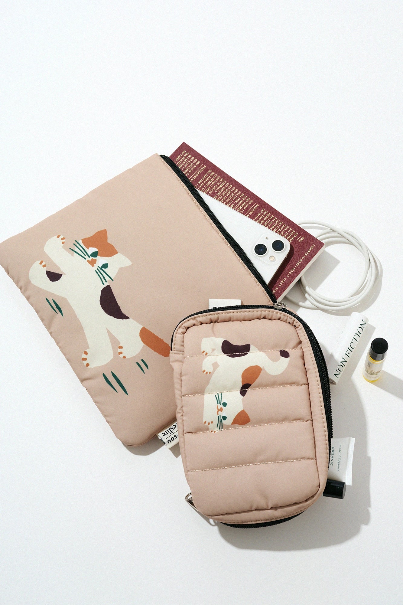 SOU・SOU×Eslite Bookstore Flache Aufbewahrungstasche/Calico Cat