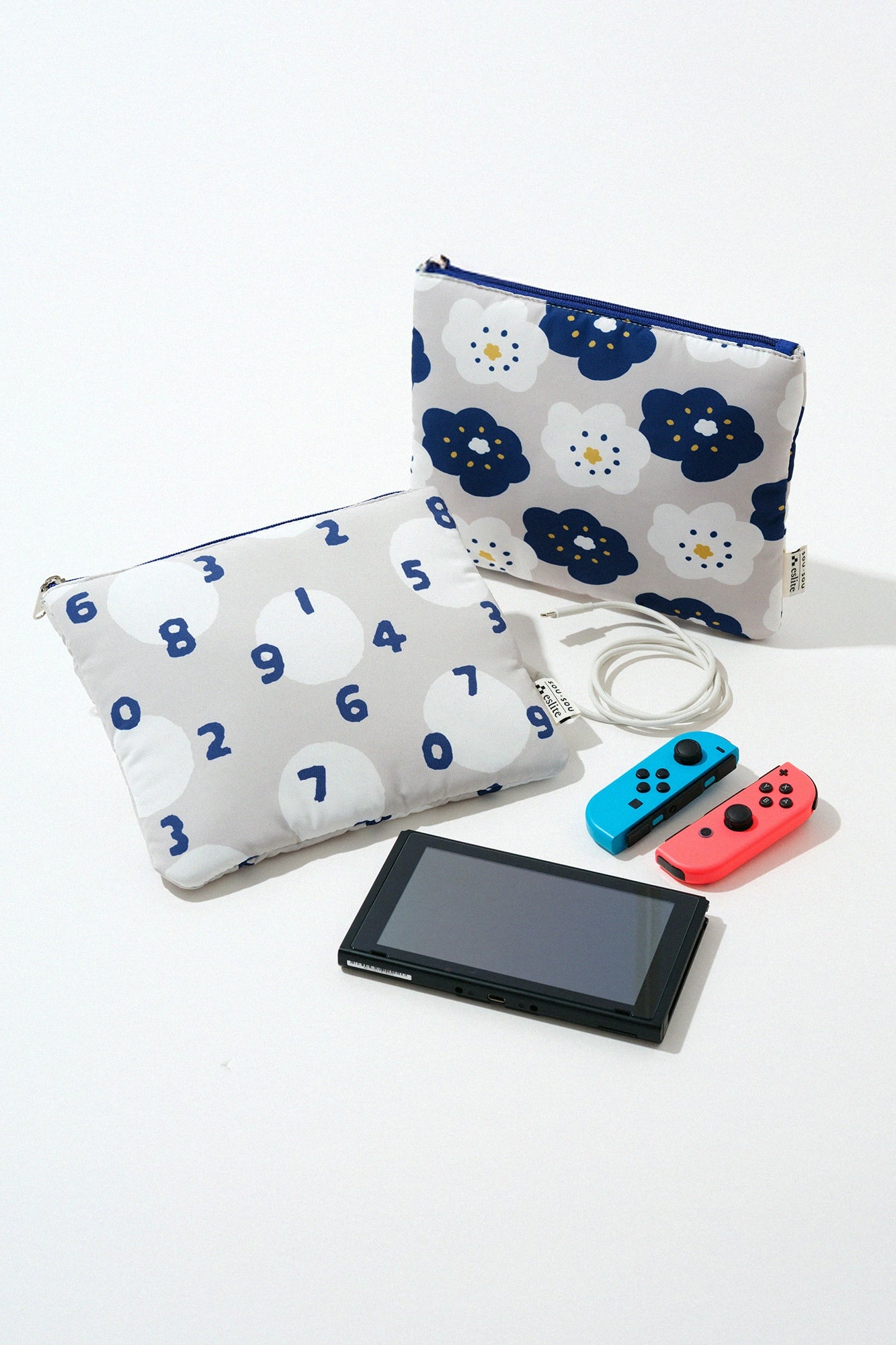 SOU・SOU×誠品書店 フラット収納ポーチ／SO-SU-Uとすいぎょく SF 紺