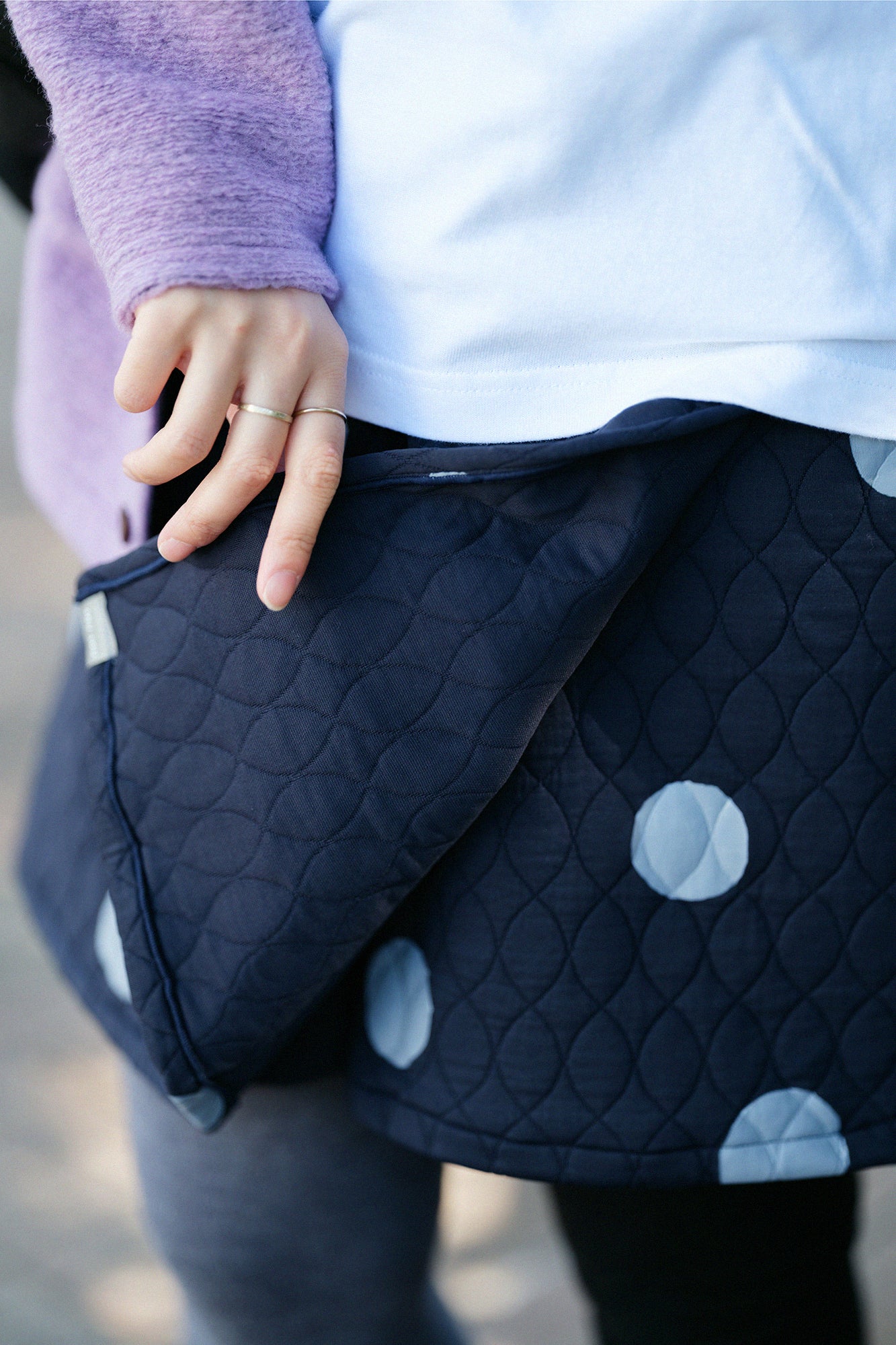 Quilted Jacquard BIKE Culottes／Polka Dots Mara Dark Navy 