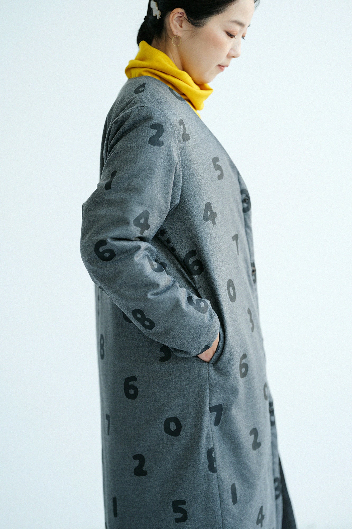 【Pre-order】Stretch Flannel Collarless Padded Coat／SO-SU-U Dark Grey（※Scheduled to be shipped around Dec 9）